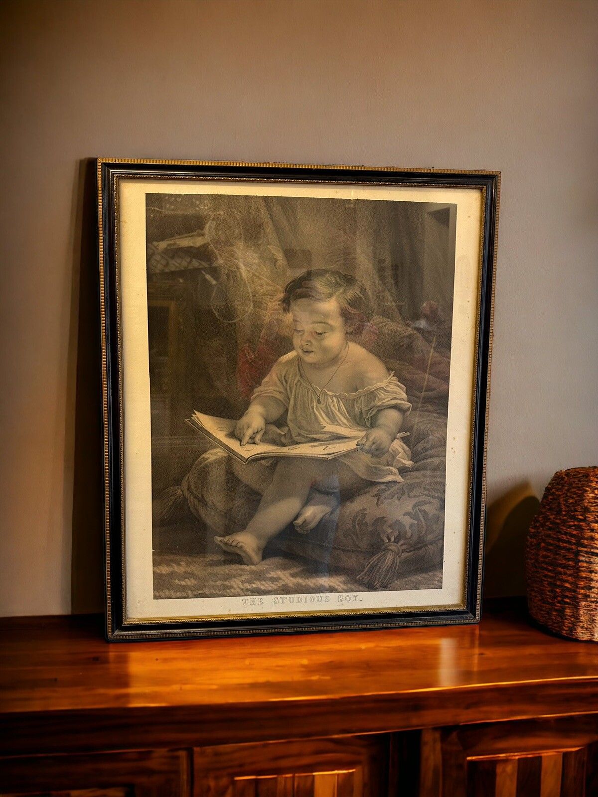 The Studious Boy. Holfeld (After); Auguste Adrien Jouanin Engraving 67cm By 55cm