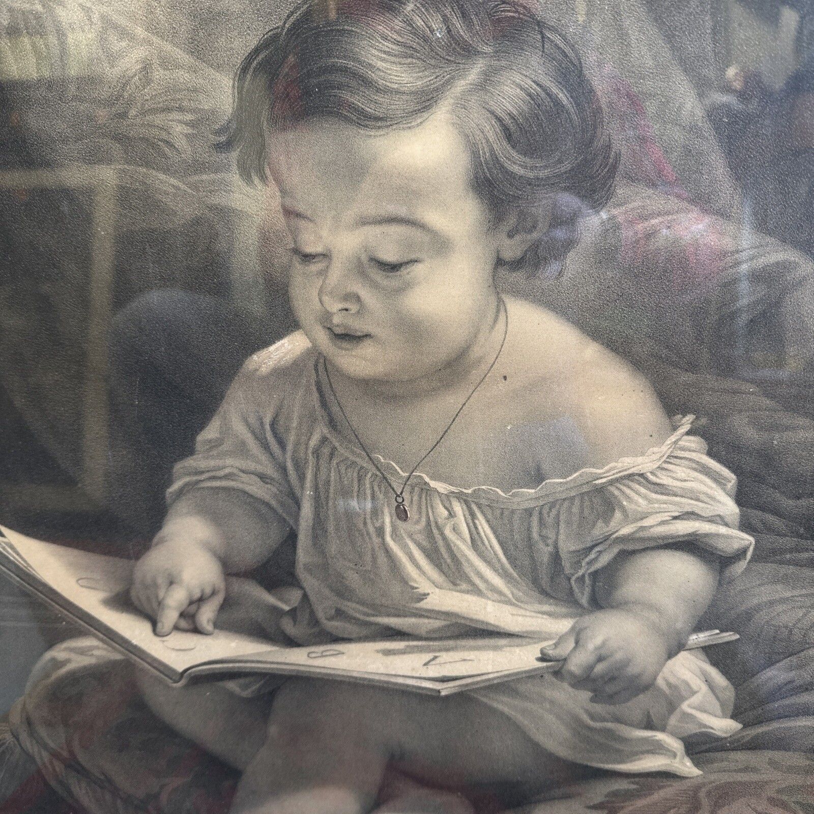 The Studious Boy. Holfeld (After); Auguste Adrien Jouanin Engraving 67cm By 55cm photo furniture