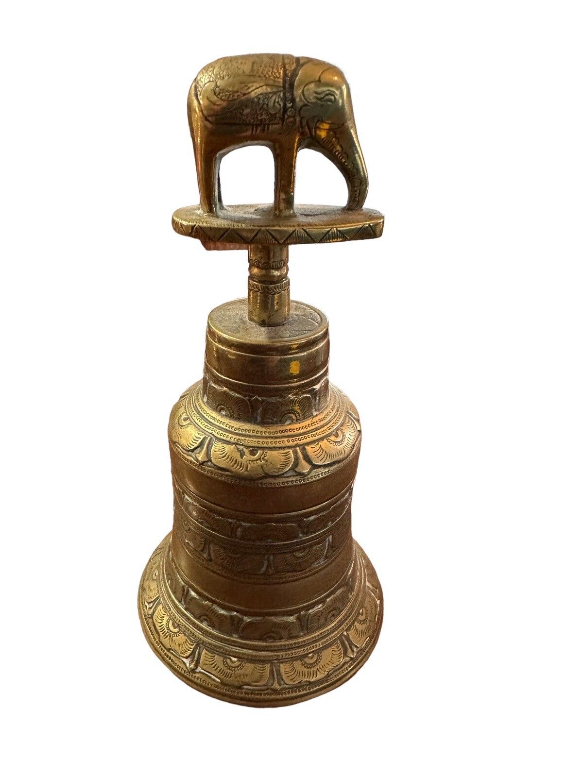 Antique Balinese Brass Temple Bell With A Elephant , C. 1920 40