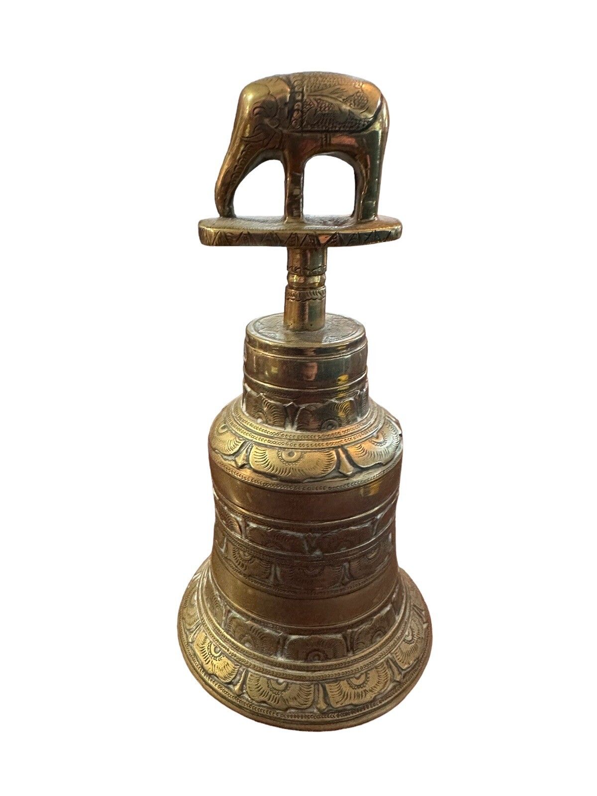 Antique Balinese Brass Temple Bell With A Elephant , C. 1920 40 photo for sale