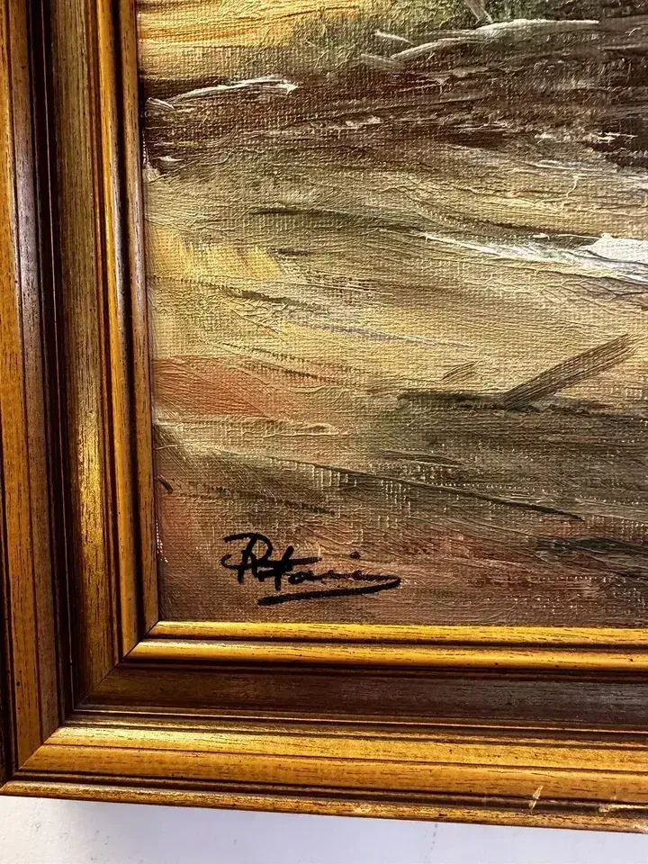 Fine Mid Century Oil Painting Nautical Maritime 49.5cm By 42cm Signed By Artist photo for sale