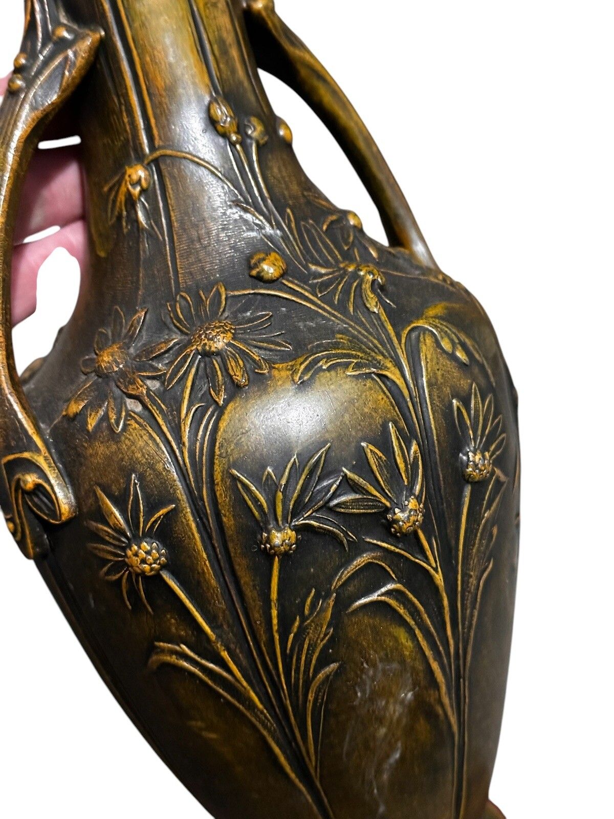 François Moreau (1832 1927), Jugendstil Vase / Art Nouveau Metal And Marble photo 125.0