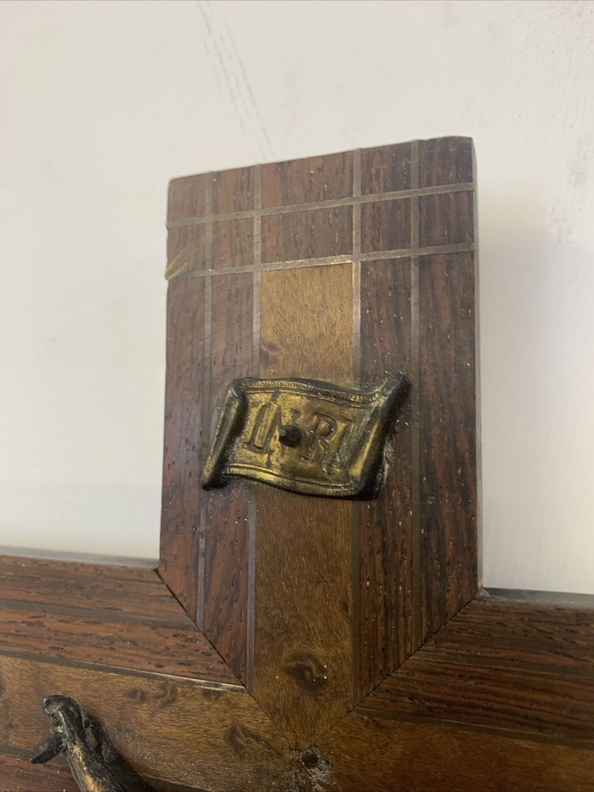 Antique French Oak Walnut And Brass Inlay Crucifix Fabulous Quality photo vinterior