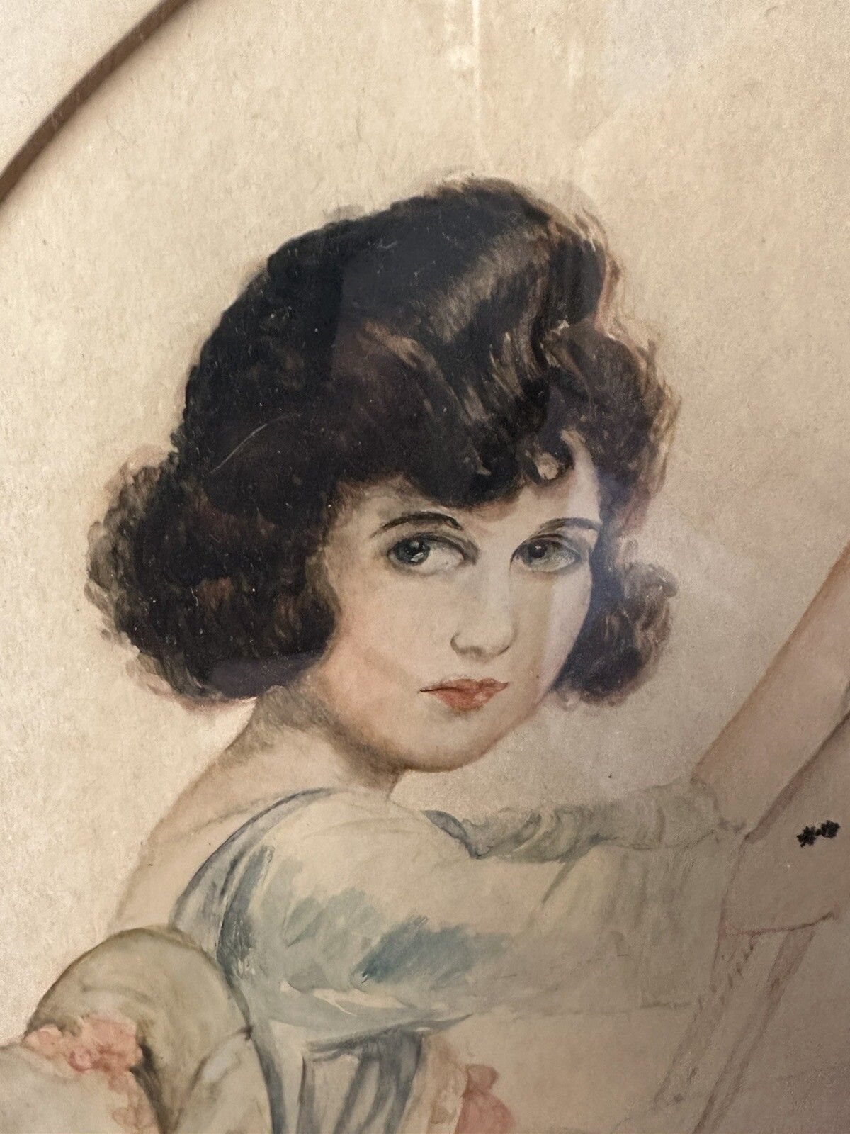 19th C Original Watercolour Of A Beautiful Lady Framed And Glazed photo for sale