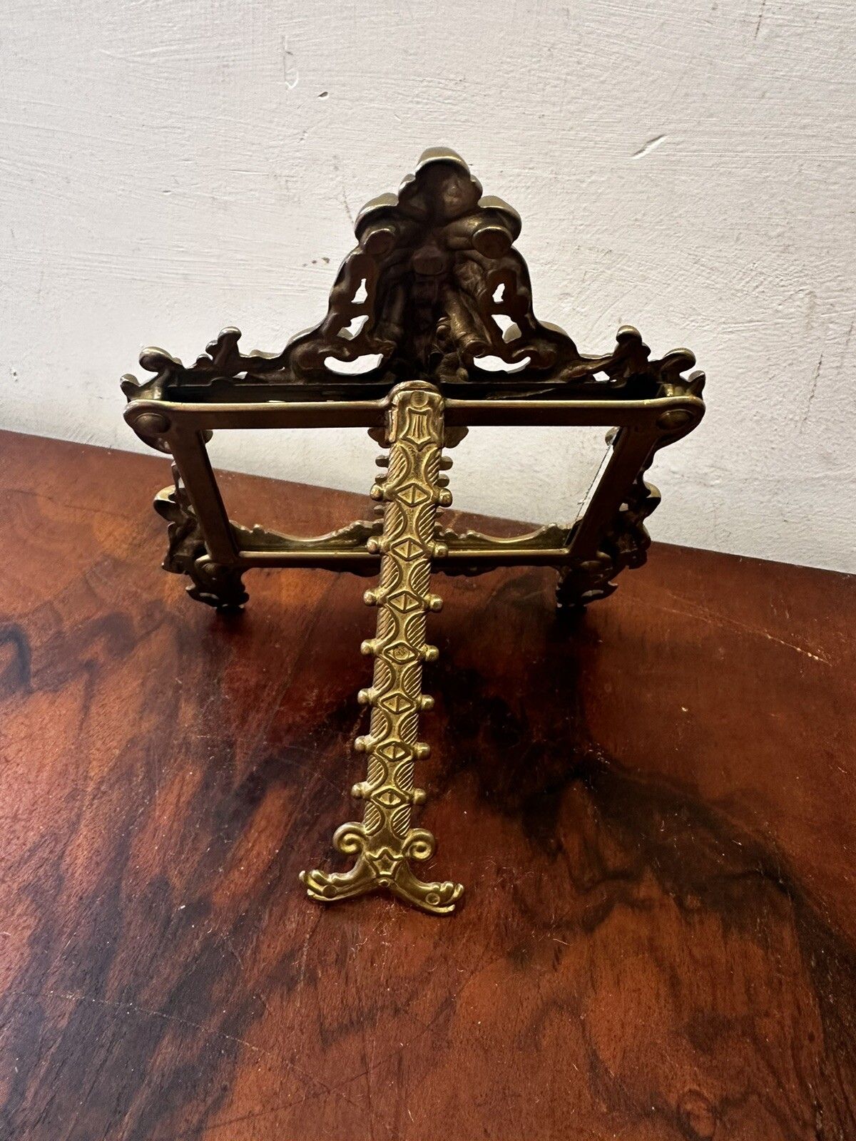 Superb Brass Cherub Putti Medusa Twin Rococo Easel Glazed Photo Frame photo Home Decor