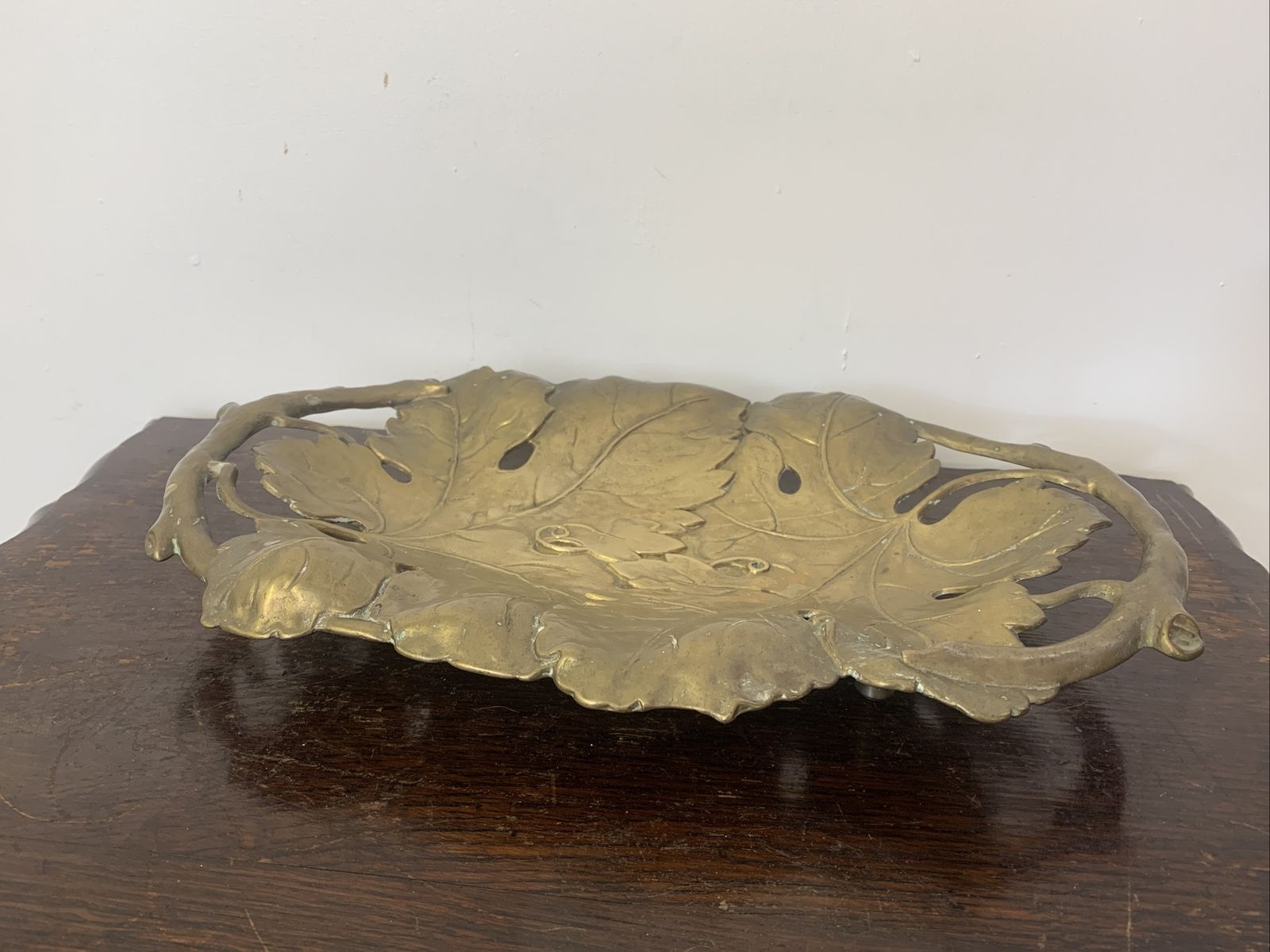 Stunning Antique Art Nouveau Heavy Brass Tray Centrepiece ￼ Business Cards photo furniture