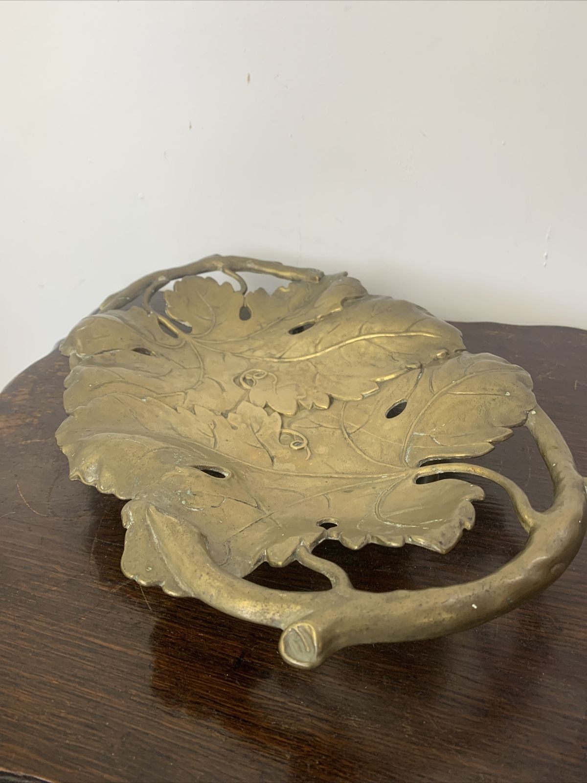 Stunning Antique Art Nouveau Heavy Brass Tray Centrepiece ￼ Business Cards photo Home Decor