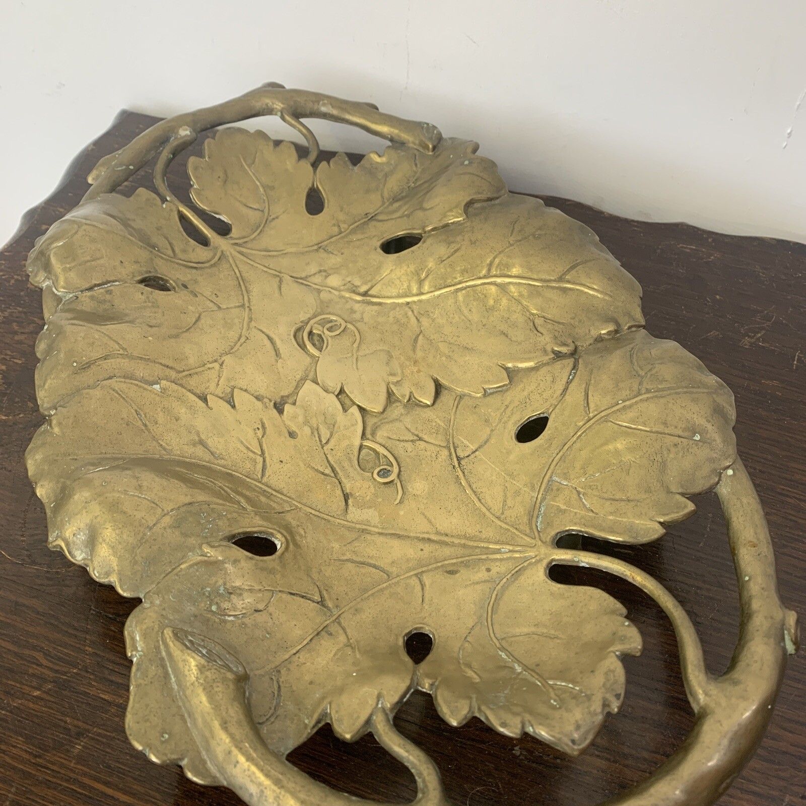 Stunning Antique Art Nouveau Heavy Brass Tray Centrepiece ￼ Business Cards photo 70.0