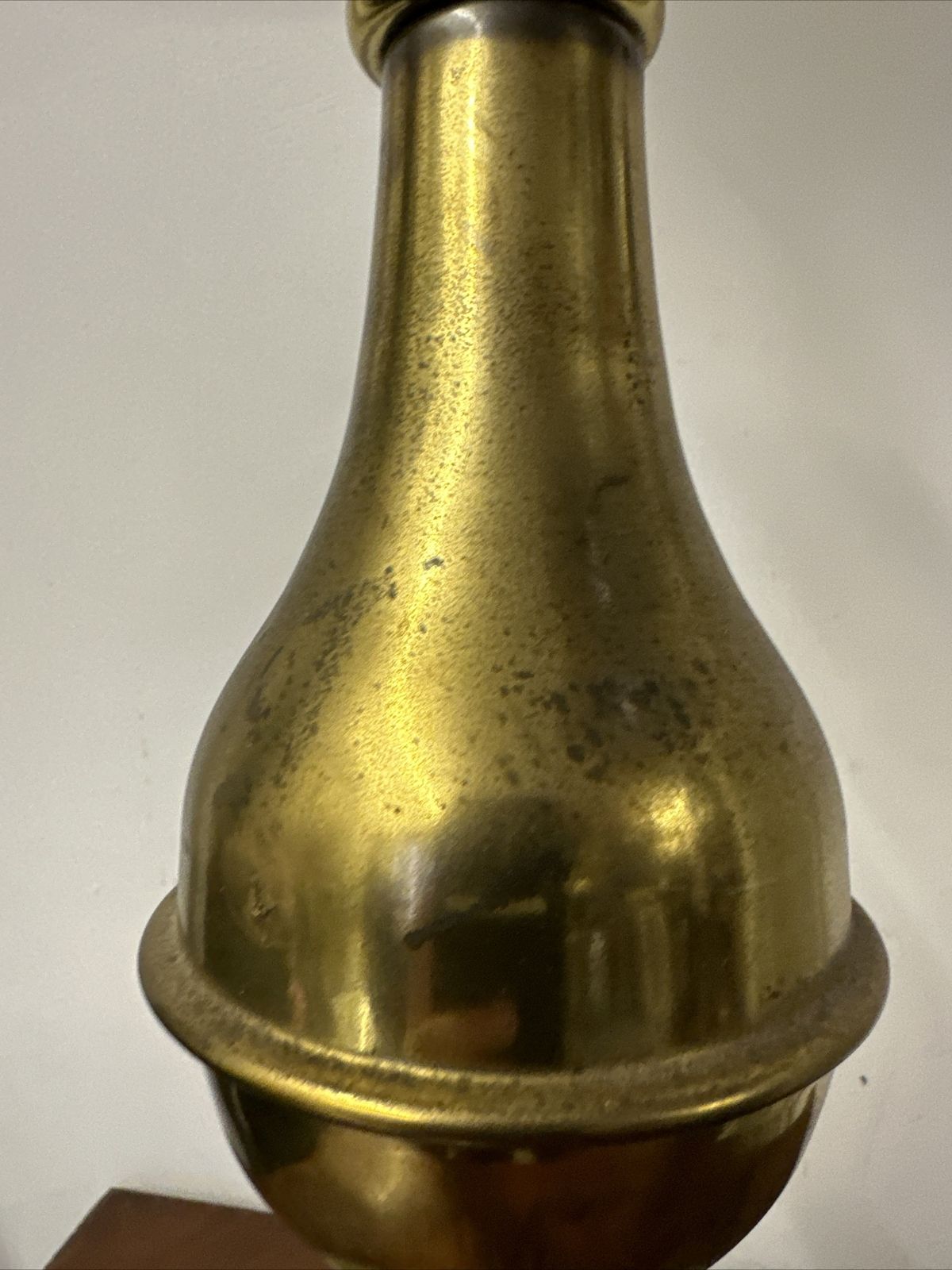 Beautiful Huge 32” Antique Brass Bulbous Lamp With Stunning Shade photo buy
