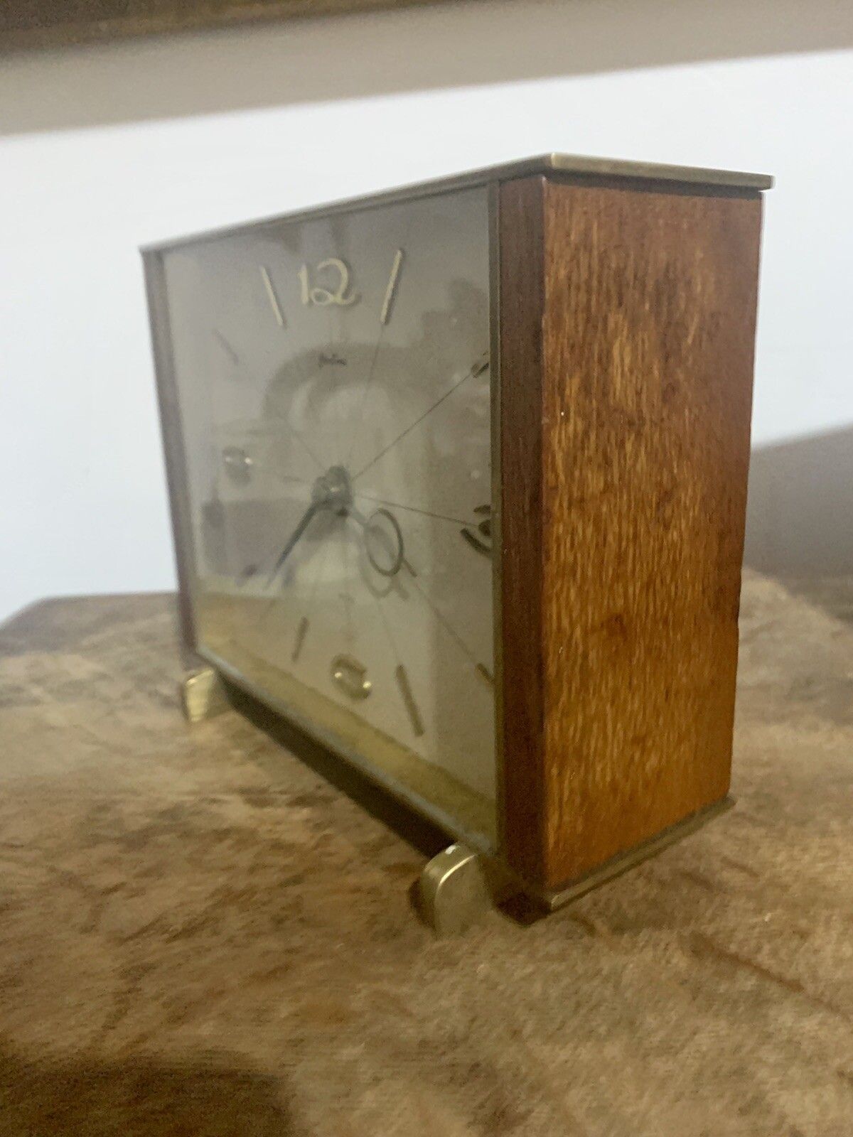 Vintage 60’a Stylish Mid Century German Clock By Bentima Teakwood And Brass photo Home Decor