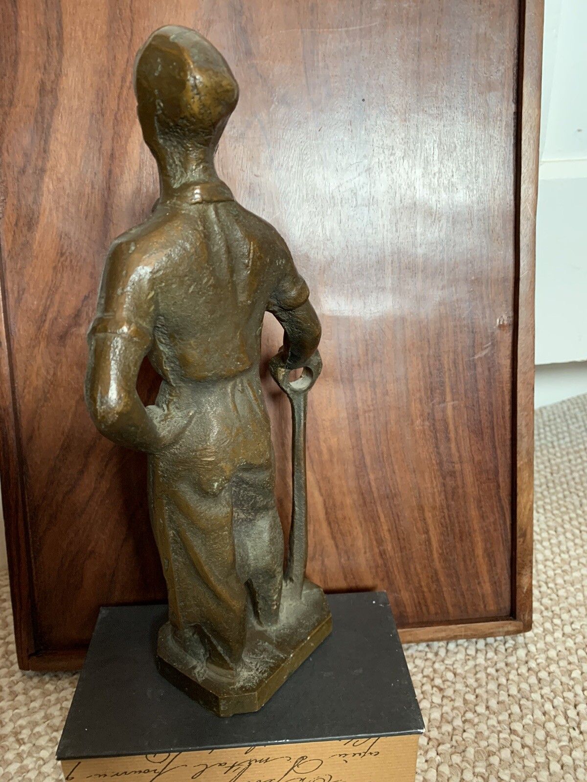 Antique Bronze Figure Statue Of A Blacksmith Very Heavy 28cm photo vintage