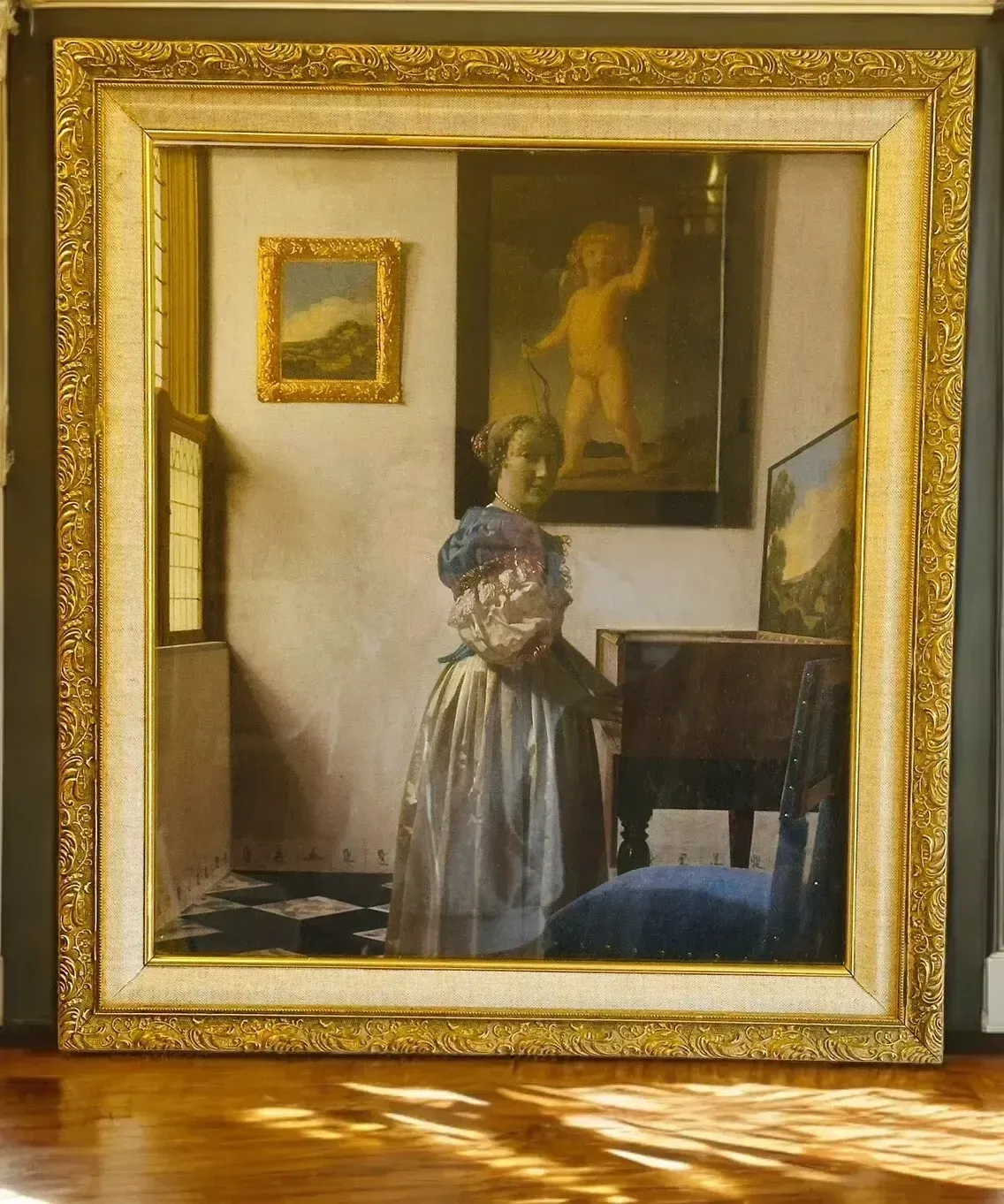 Framed & Glazed "A Young Woman Standing At A Virginal" By Johannes Vermeer
