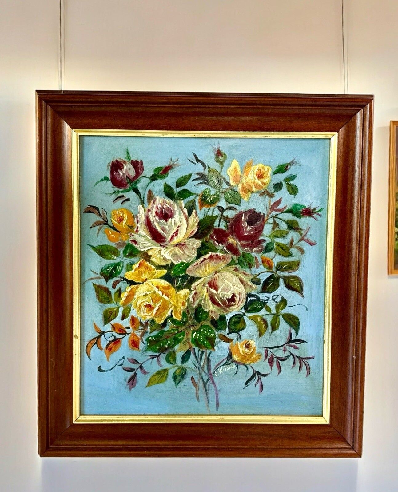 Super Mid Century Botanical Still Life Oil Painting Signed 42cm By 38cm