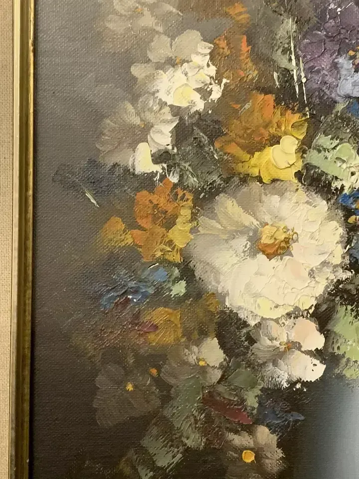 British Artist   Floral Still Life Oil Painting, Signed   E Green  55cm By 45cm photo for sale