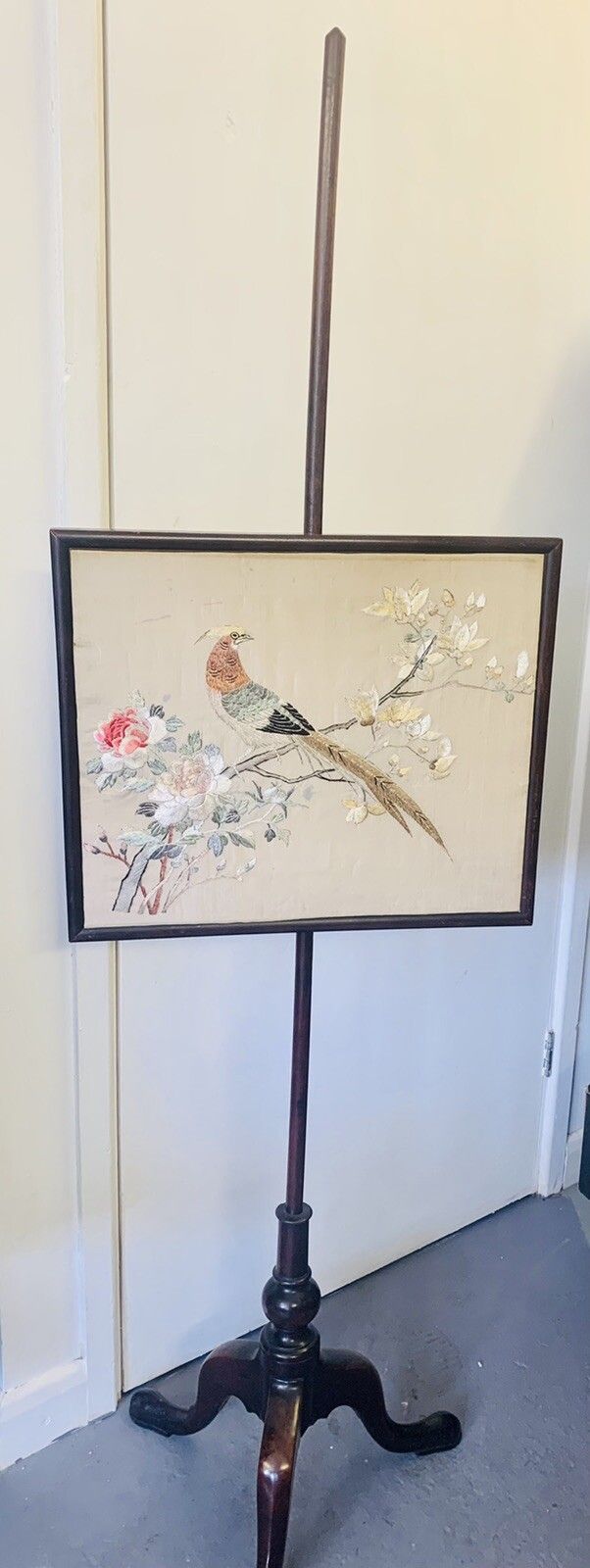 Victorian Mahogany Fire Screen With Tapestry Screen Stunning Country House