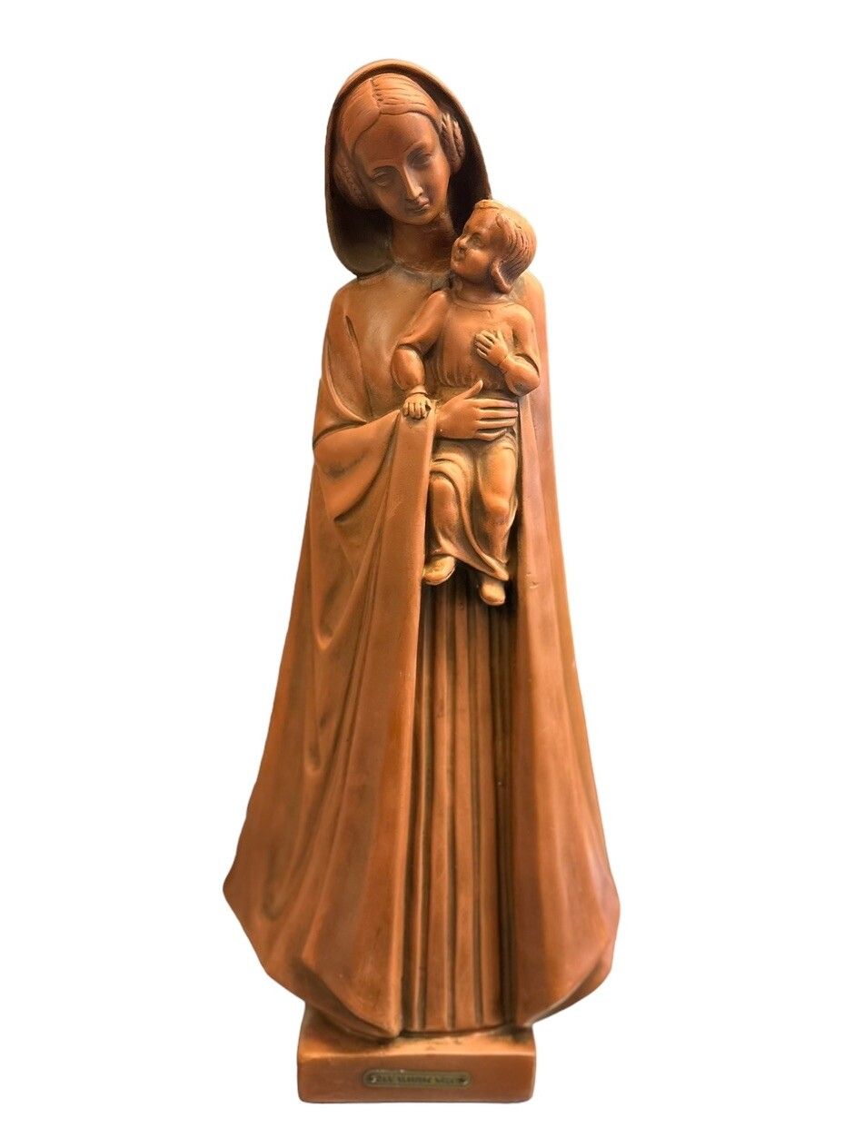 Madonna With Child Terracotta Sculpture C1950’s 55cm Tall  Signed By Artist photo for sale