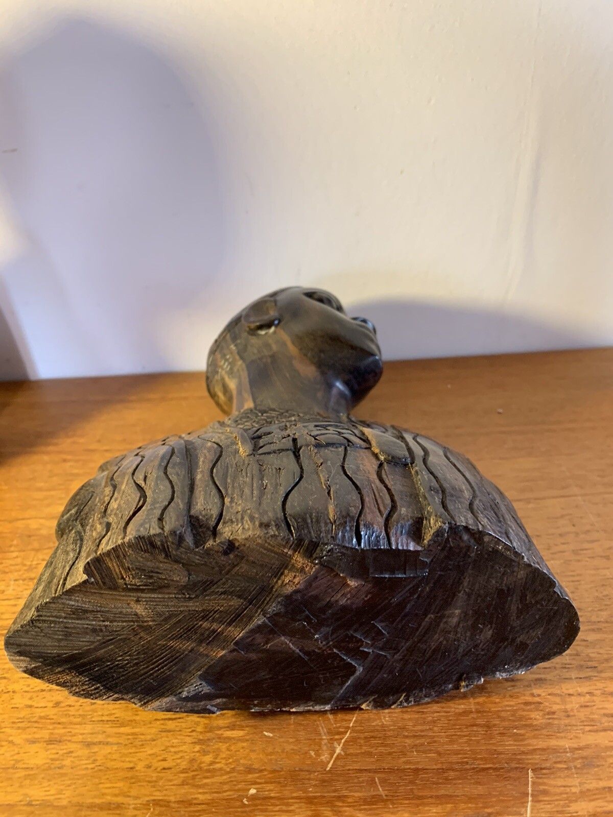 Vintage Antique Zebra Wood Carved African Bust Superb Detail 24cm H photo vinterior