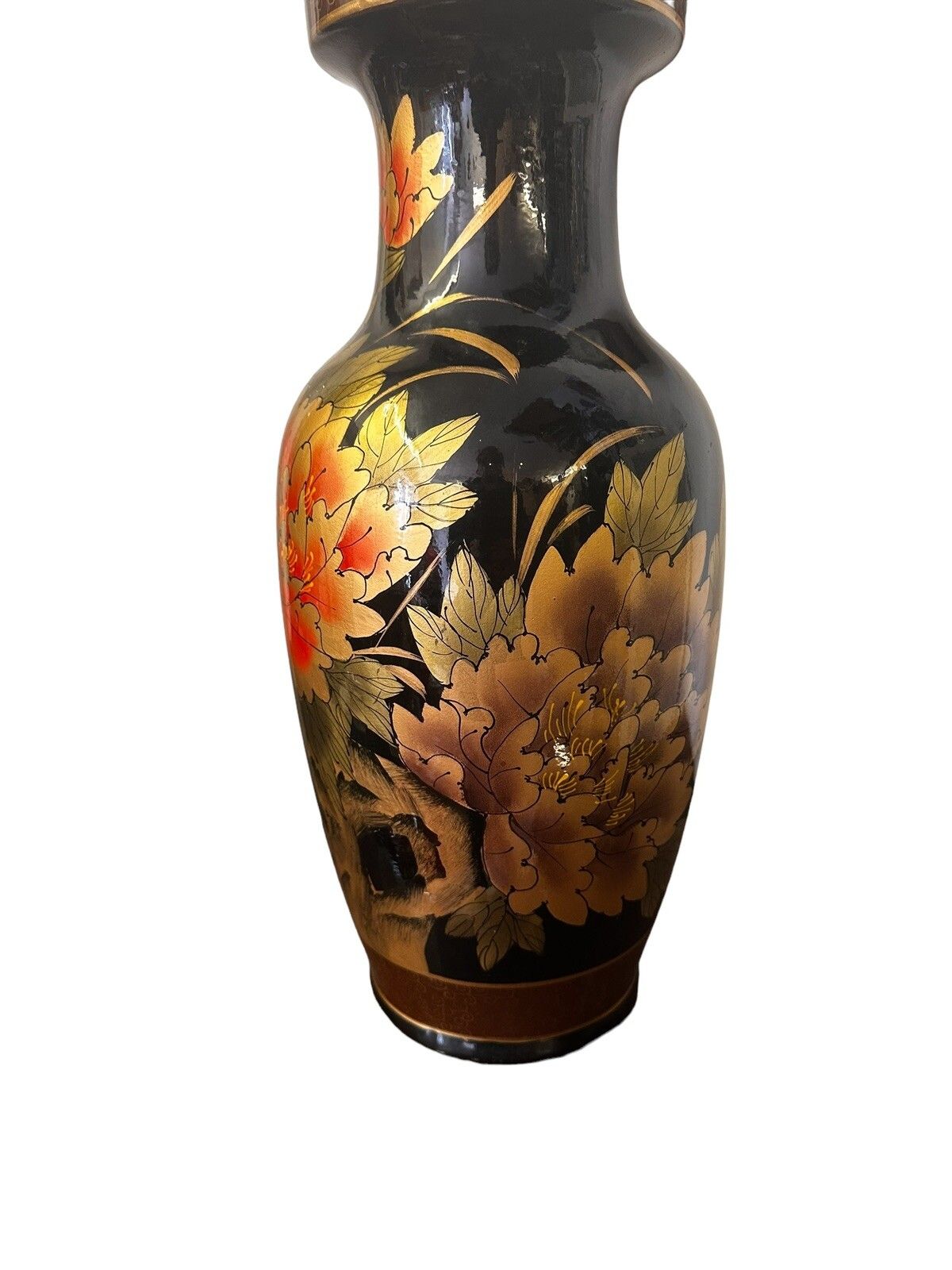 Antique Large Handpainted Gorgeous Oriental Vase Stamped To Base photo Home Decor