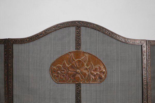 French Art Deco Wrought Iron Fireplace Screen, 1890s photo for sale