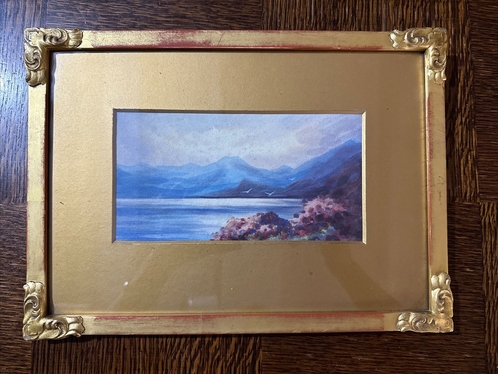 Antique Original Painting  River Scene Seascape / Mountains