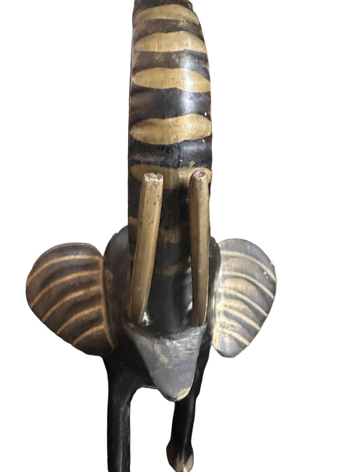 Mid Century C1970’s  Anglo Indian Handpainted Heavy Brass Lucky Elephant Statue photo vinterior