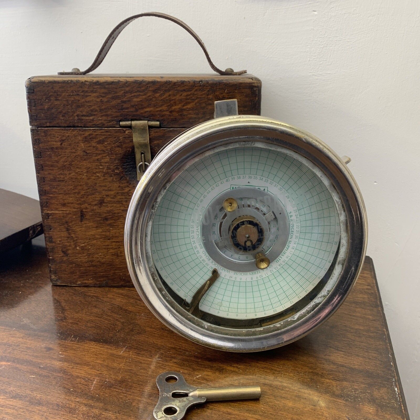 Vintage Wooden  Cased Pigeon Clock The Automatic Timing Clock Co Ltd.