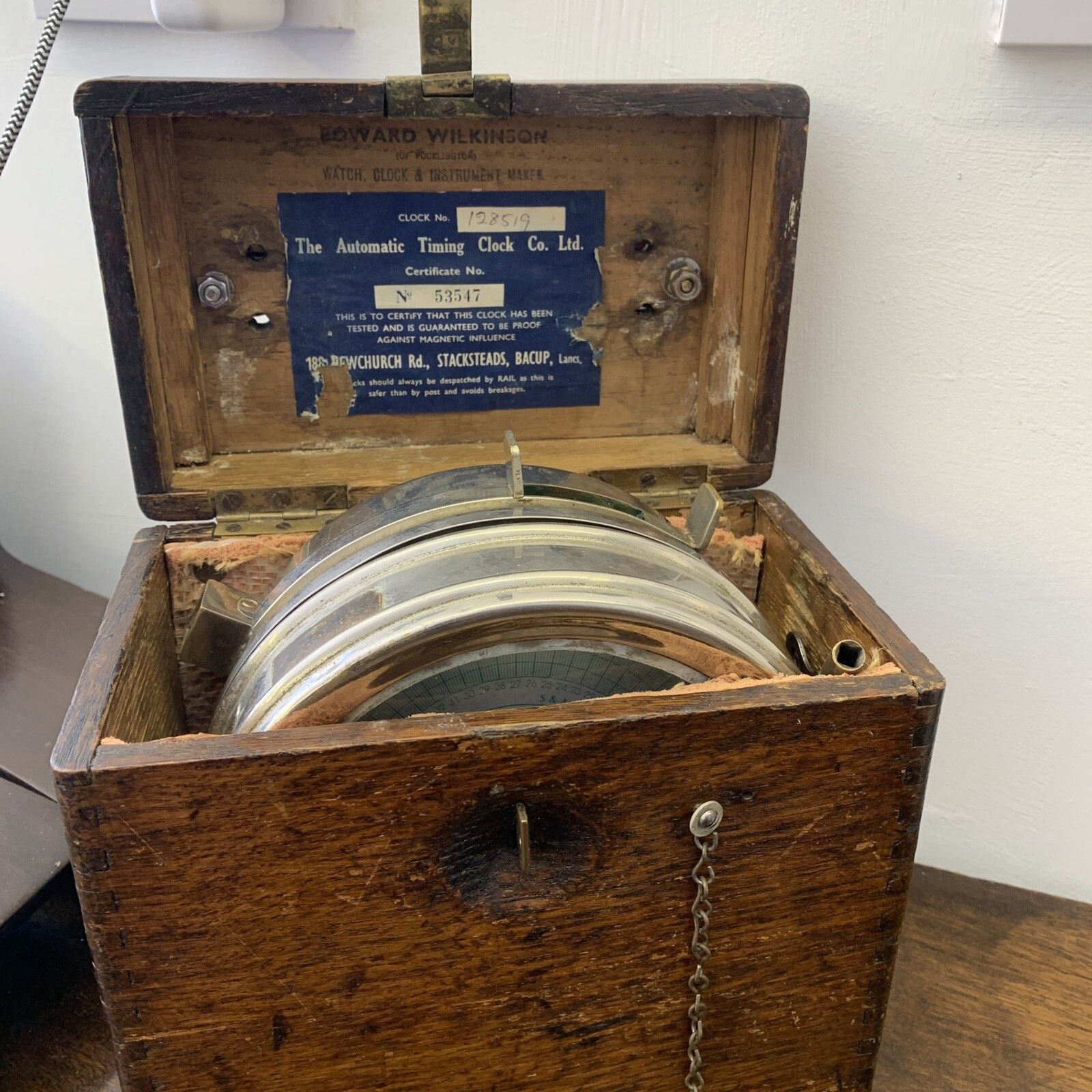 Vintage Wooden  Cased Pigeon Clock The Automatic Timing Clock Co Ltd. photo 70.0