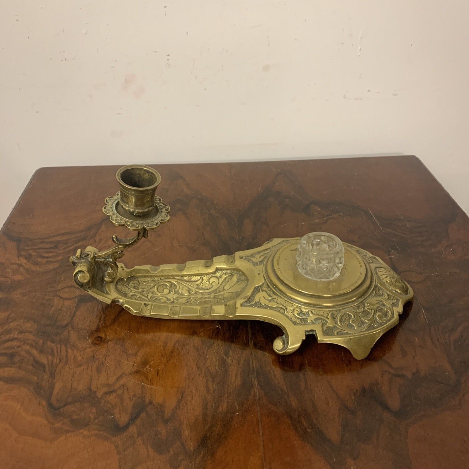 Antique Art Nouveau Candle Chamber Stick Inkstand Desk Prop  Gorgeous￼ photo for sale