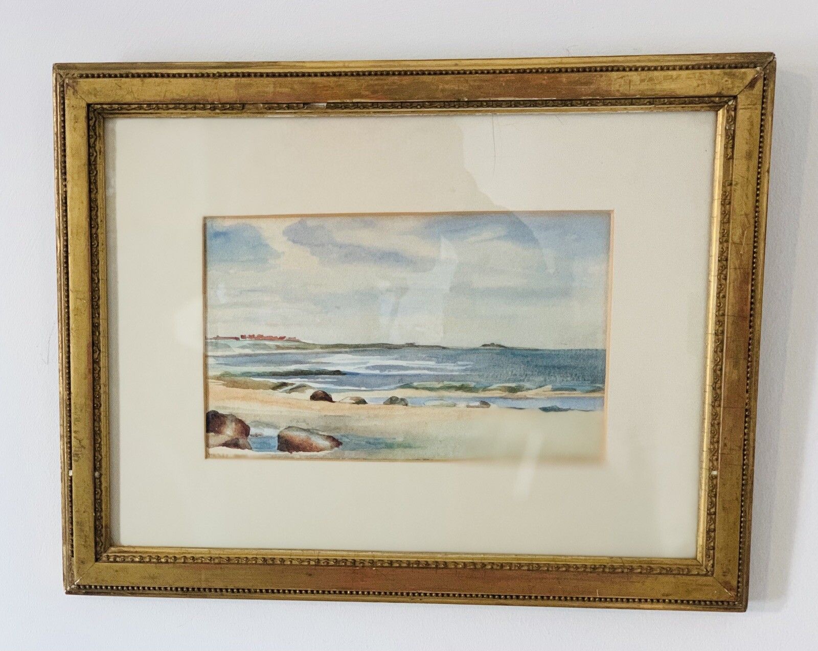 Original Victorian 1896 Seascape Study Watercolour Whitley Shore H Wilkinson￼