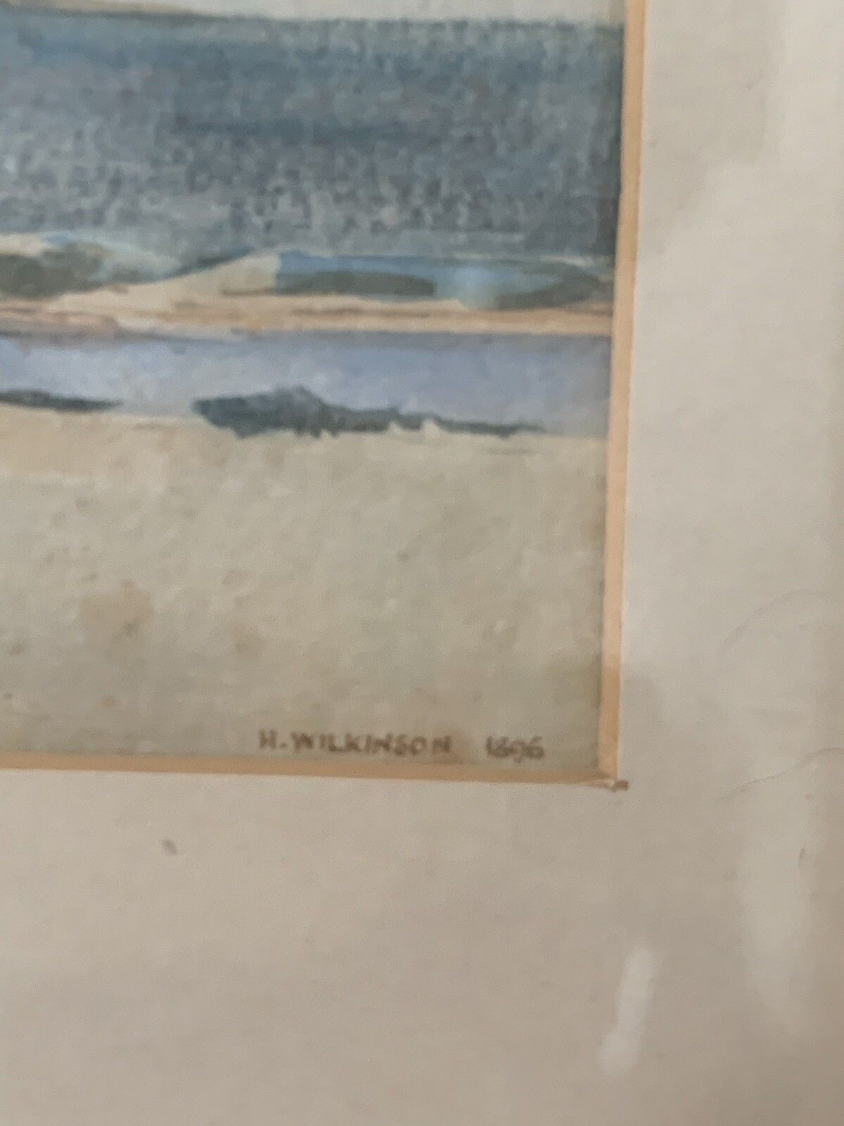 Original Victorian 1896 Seascape Study Watercolour Whitley Shore H Wilkinson￼ photo vinterior