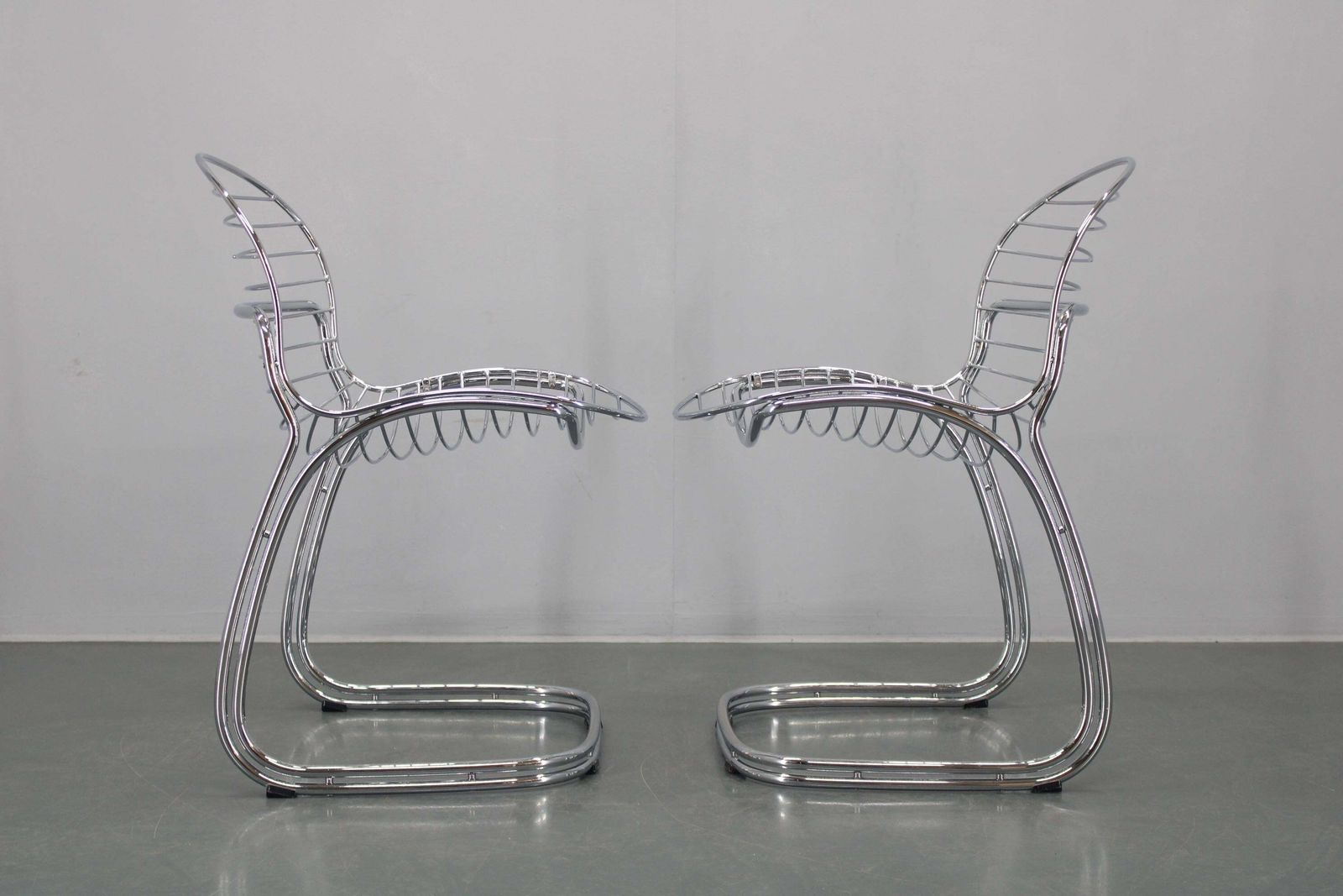 Paar Chroomstalen Stoelen Van Gastone Rinaldi Voor Rima, Italië, Ca. Jaren 1970 photo 748.0