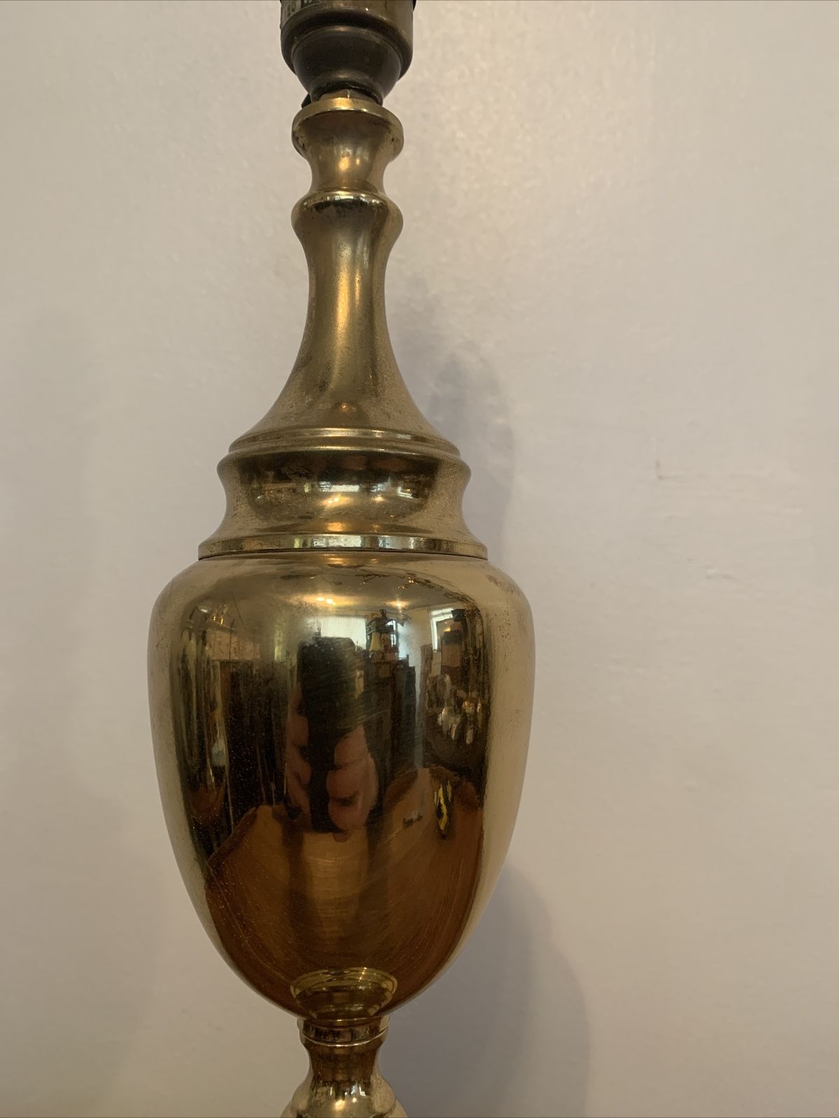 Vintage Quality Heavy Brass Candlestick Shape Lamp 39cm High photo for sale