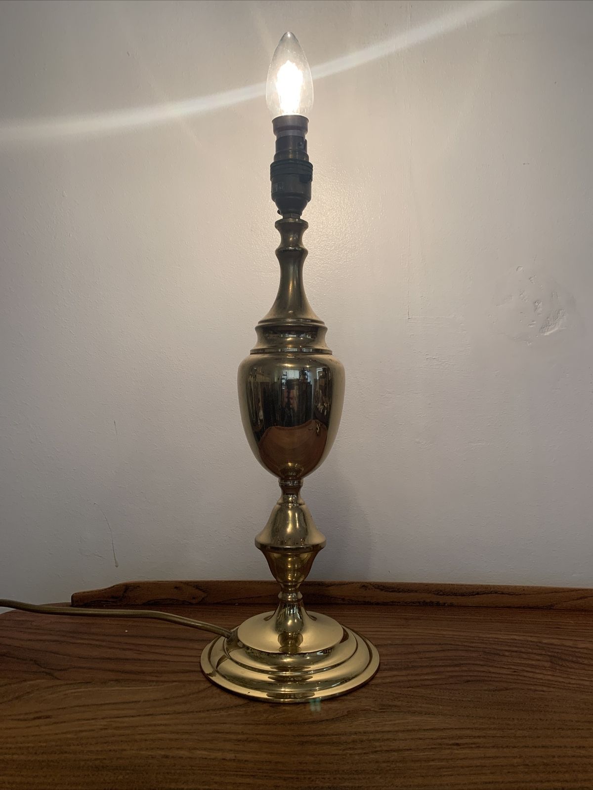Vintage Quality Heavy Brass Candlestick Shape Lamp 39cm High photo Lighting