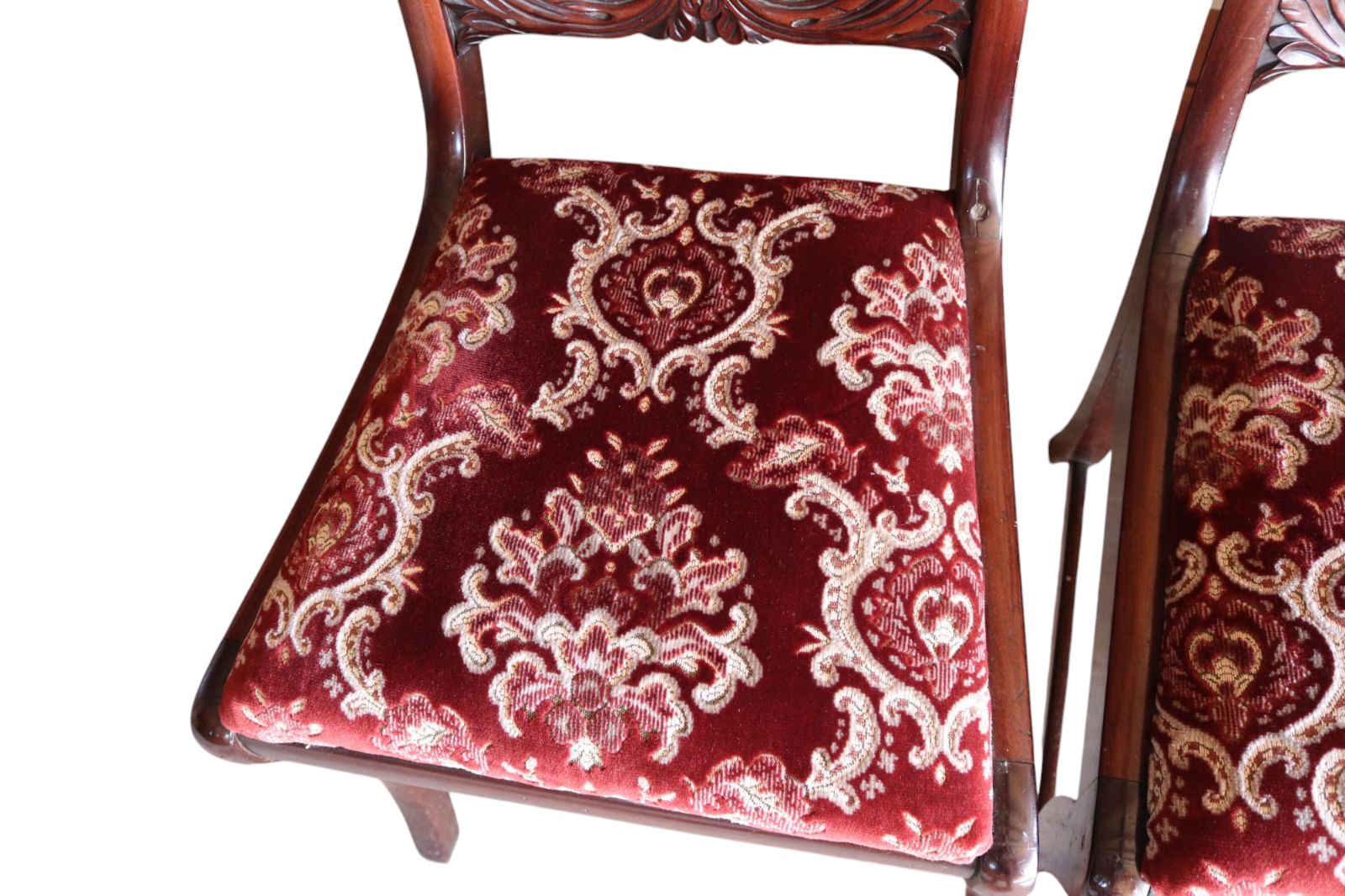 photo vinterior Set Of 4 Regency Style Antique Bar Back Sabre Leg Mahogany Dining Chairs