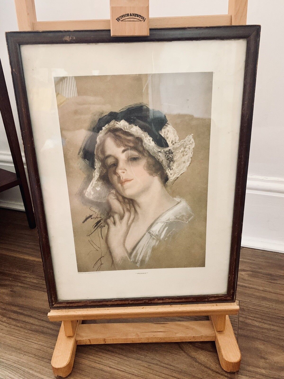 Original Cosmopolitan Print 1915 Harrison Fisher “Peggy” Framed And Glazed photo furniture