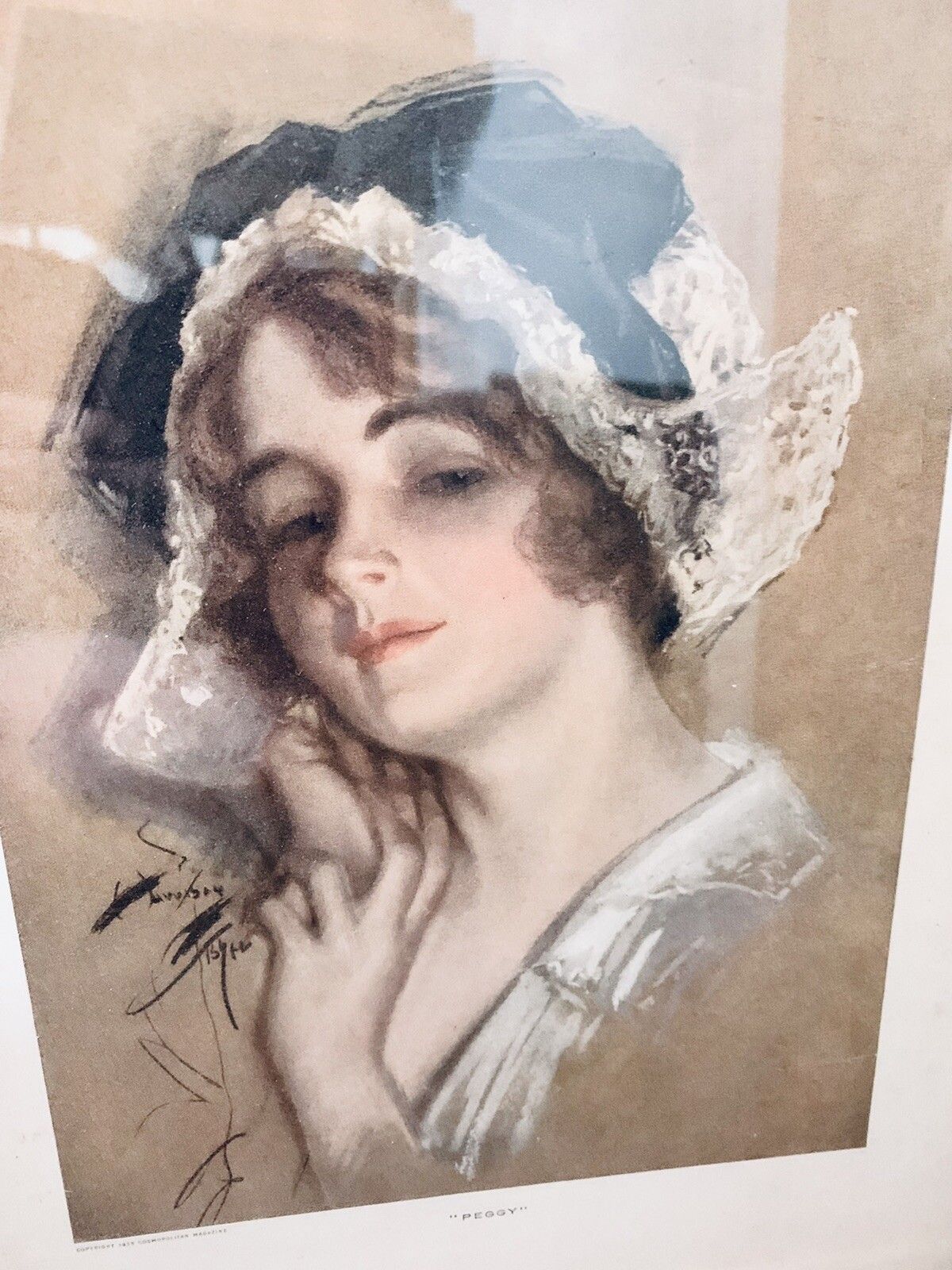 Original Cosmopolitan Print 1915 Harrison Fisher “Peggy” Framed And Glazed photo for sale