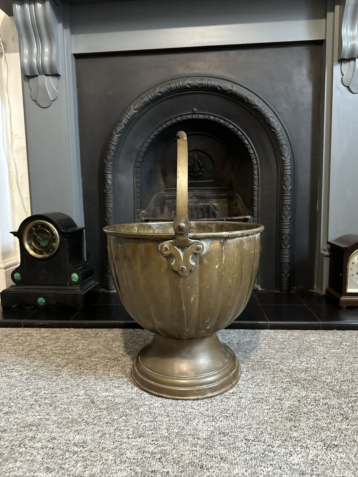 Antique Large Brass Bucket Wine Champagne Logs / Coal Country House Interior photo furniture