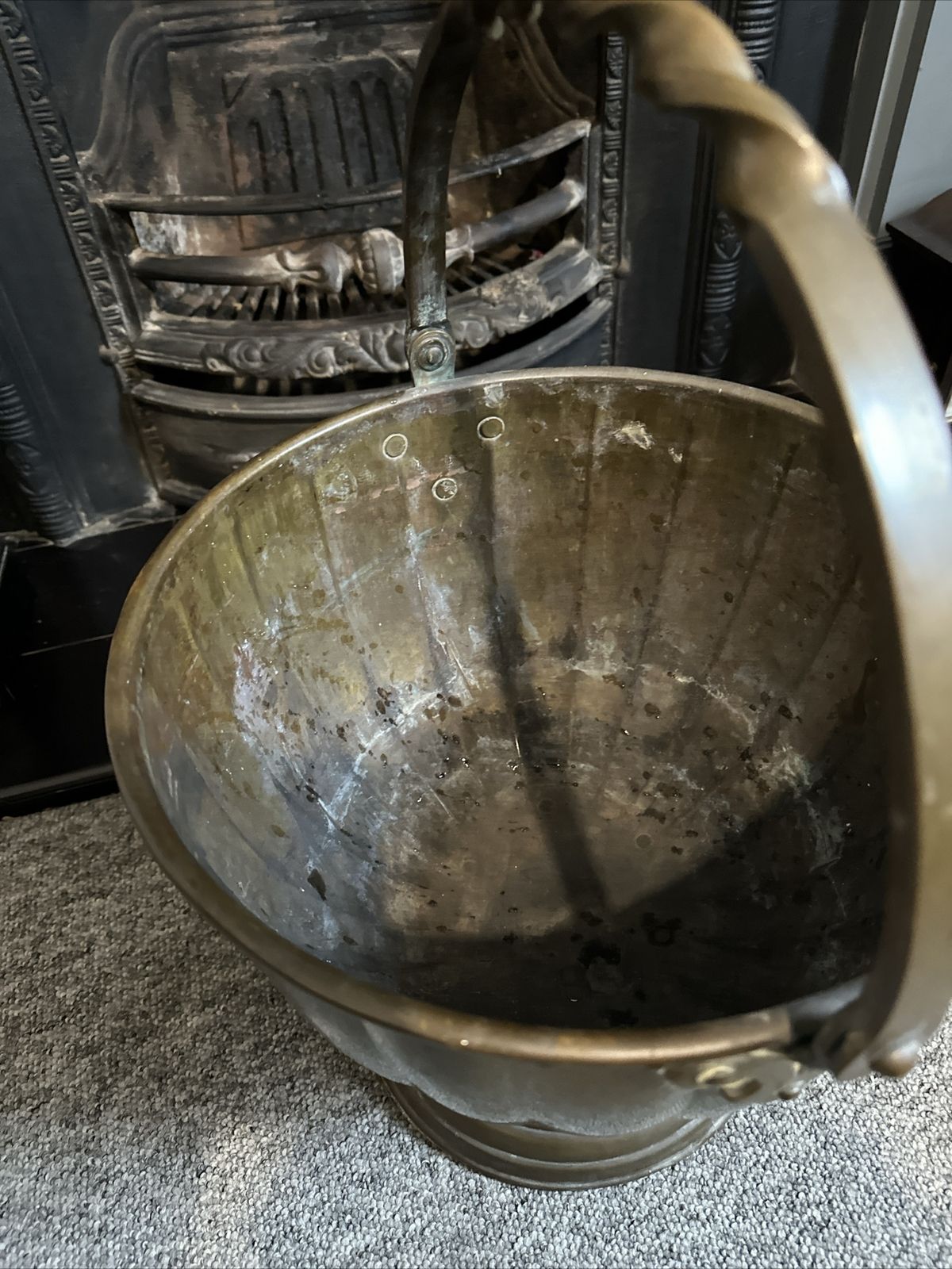Antique Large Brass Bucket Wine Champagne Logs / Coal Country House Interior photo for sale