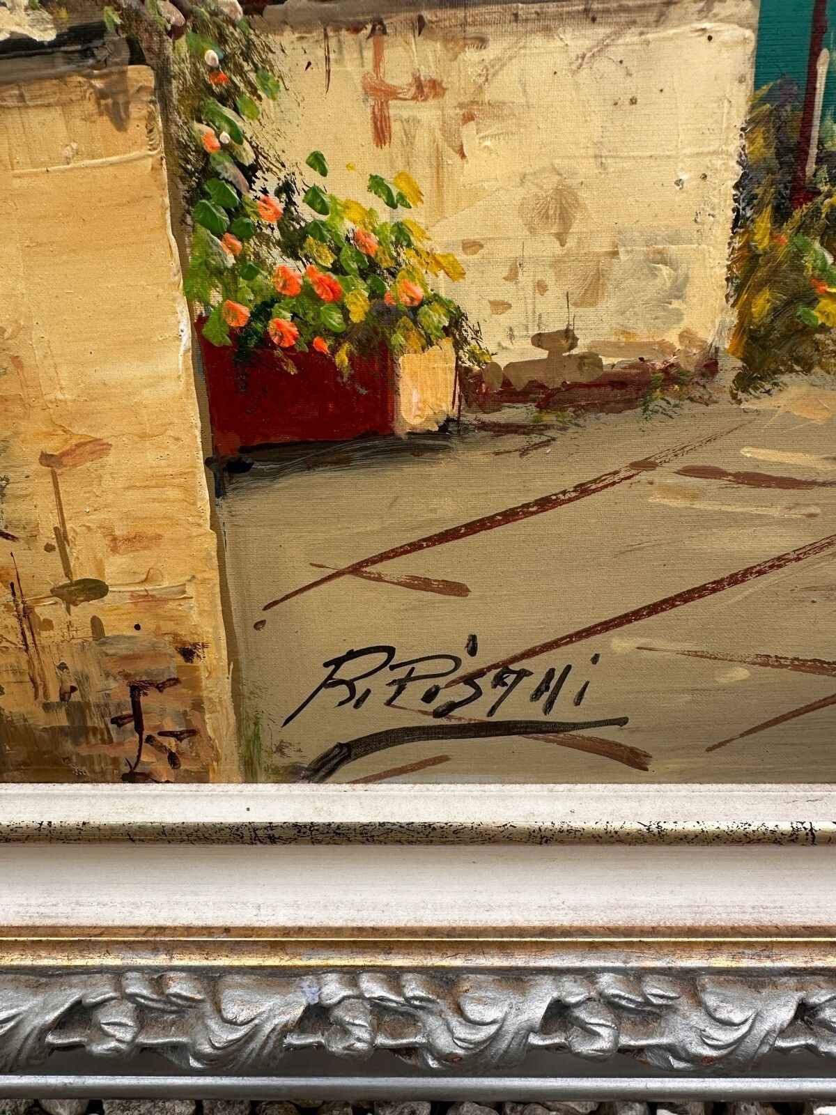 Amalfi Coast Landscape Seascape Bay Of Capri Large '70s Oil Painting 96cm Length photo vinterior