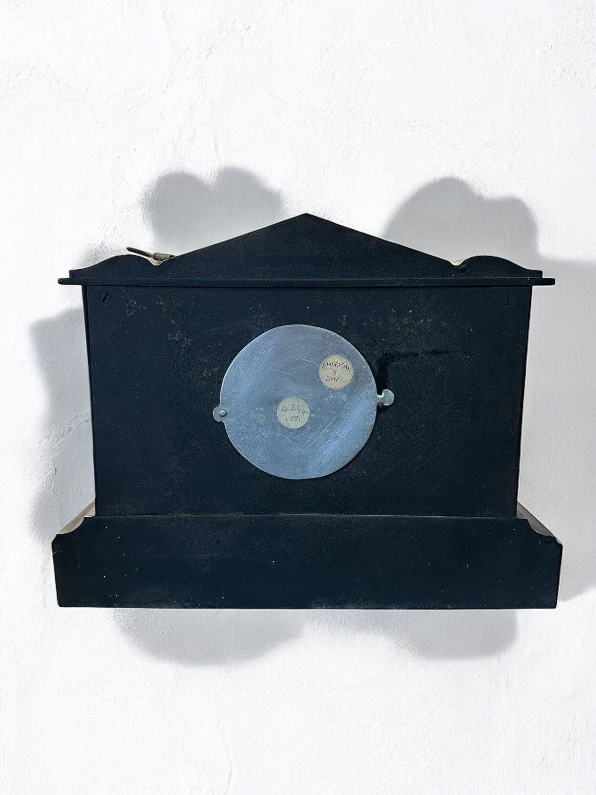 Fabulous Victorian Ansonia Antique Architectural Mock Slate Metal Mantel Clock photo 195.0