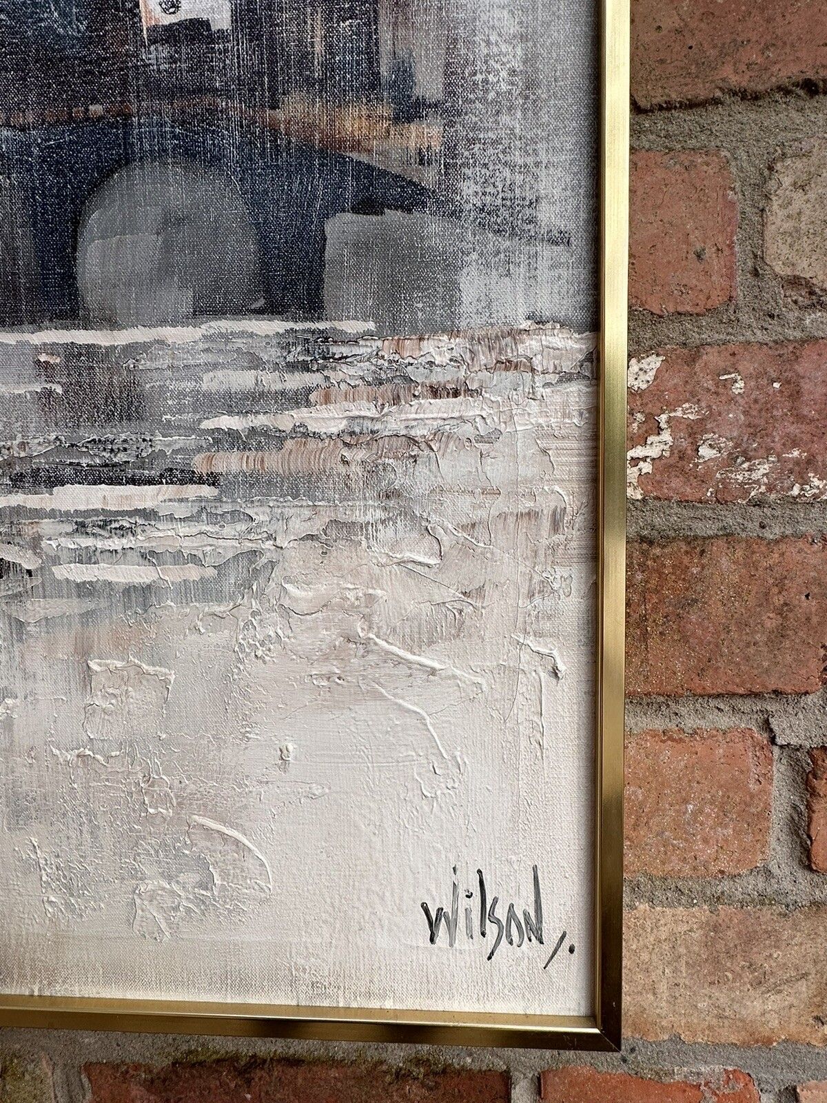 Original Signed Oil On Canvas “Misty Metropolis” Landscape Architecture 102cm photo Art