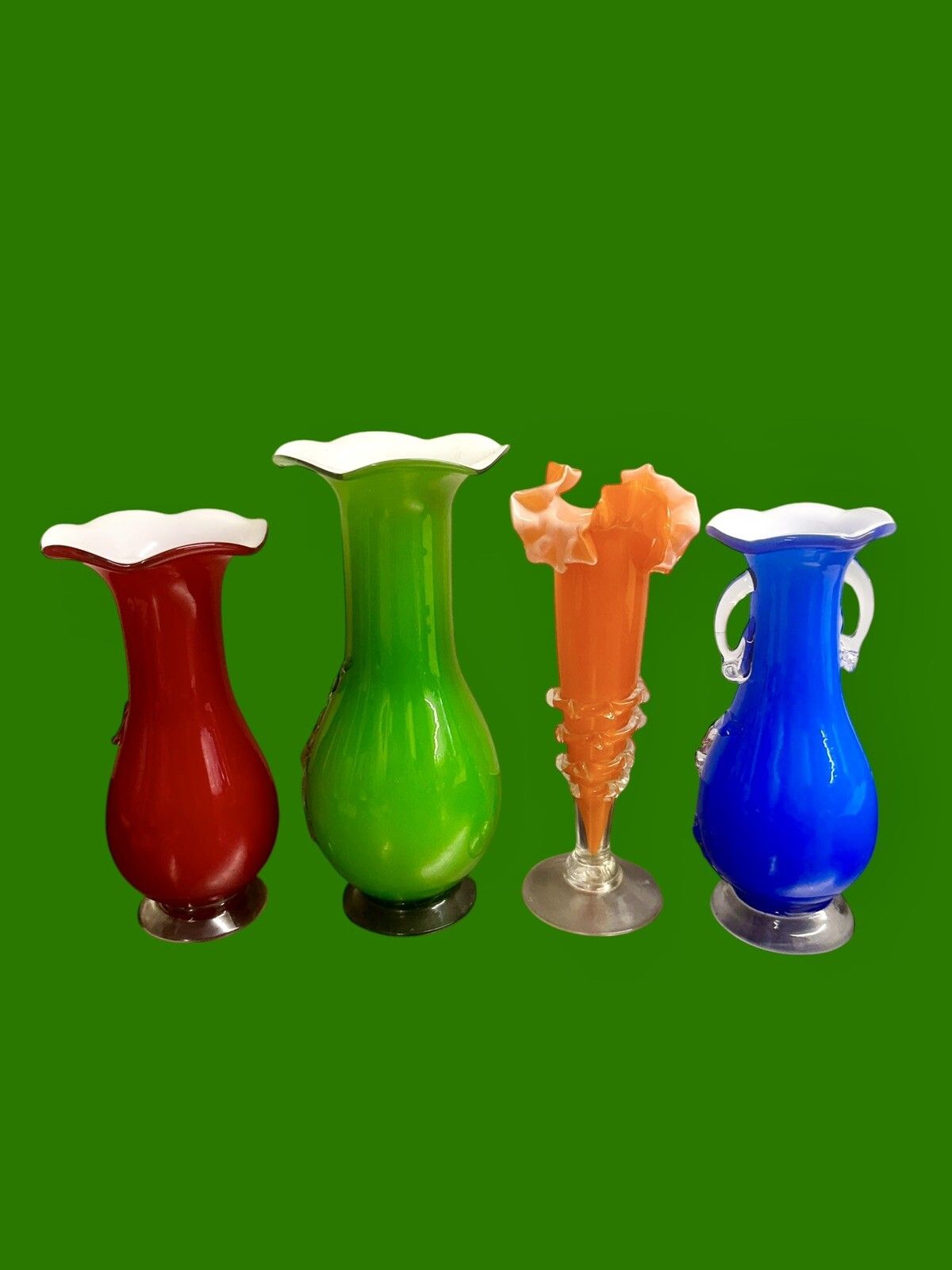 Mid Century Italian Coloured Glass Vase Collection  Pontil Mark  Interior Design photo for sale