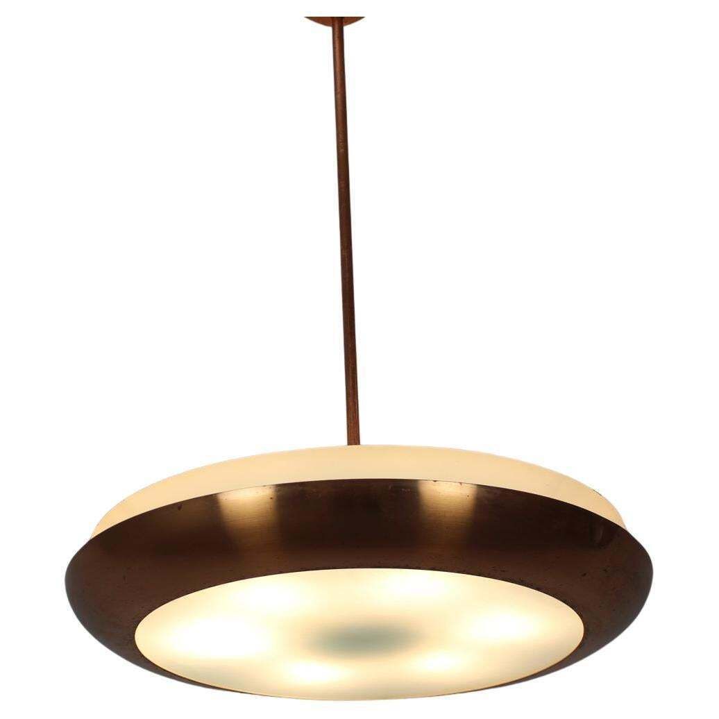 Bauhaus Copper Chandelier Ufo By Josef Hurka, Czechoslovakia, 1930s