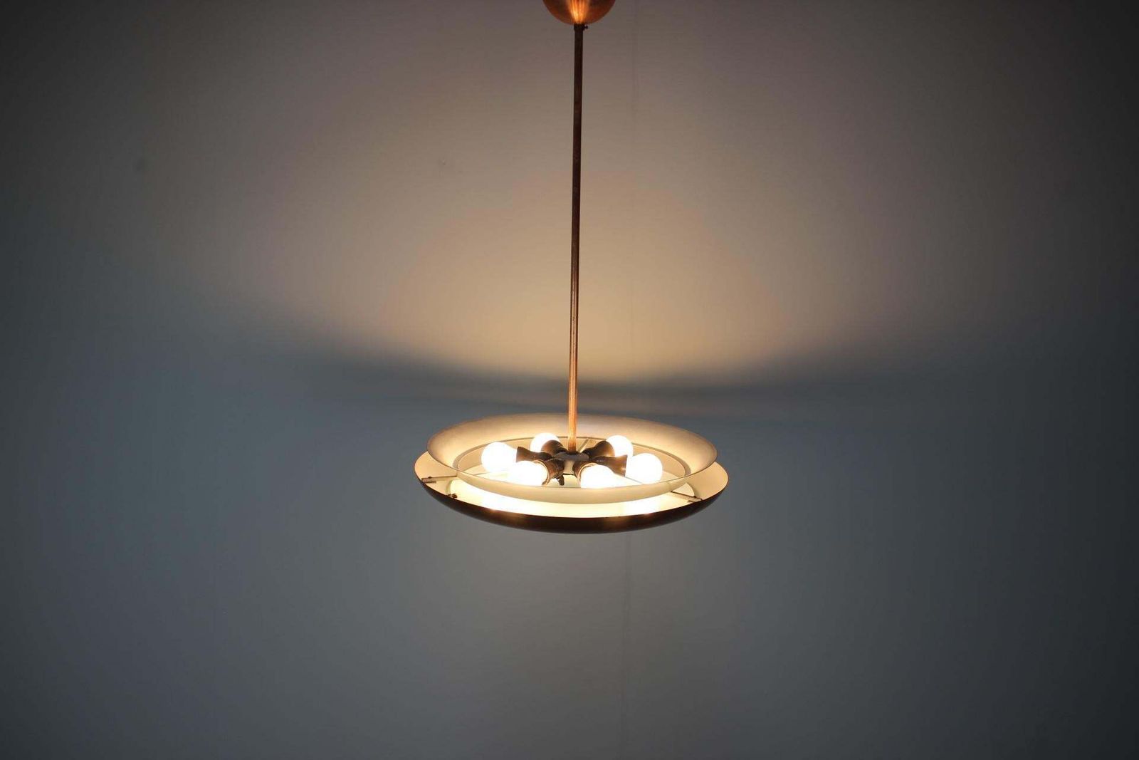 photo for sale Bauhaus Copper Chandelier Ufo By Josef Hurka, Czechoslovakia, 1930s