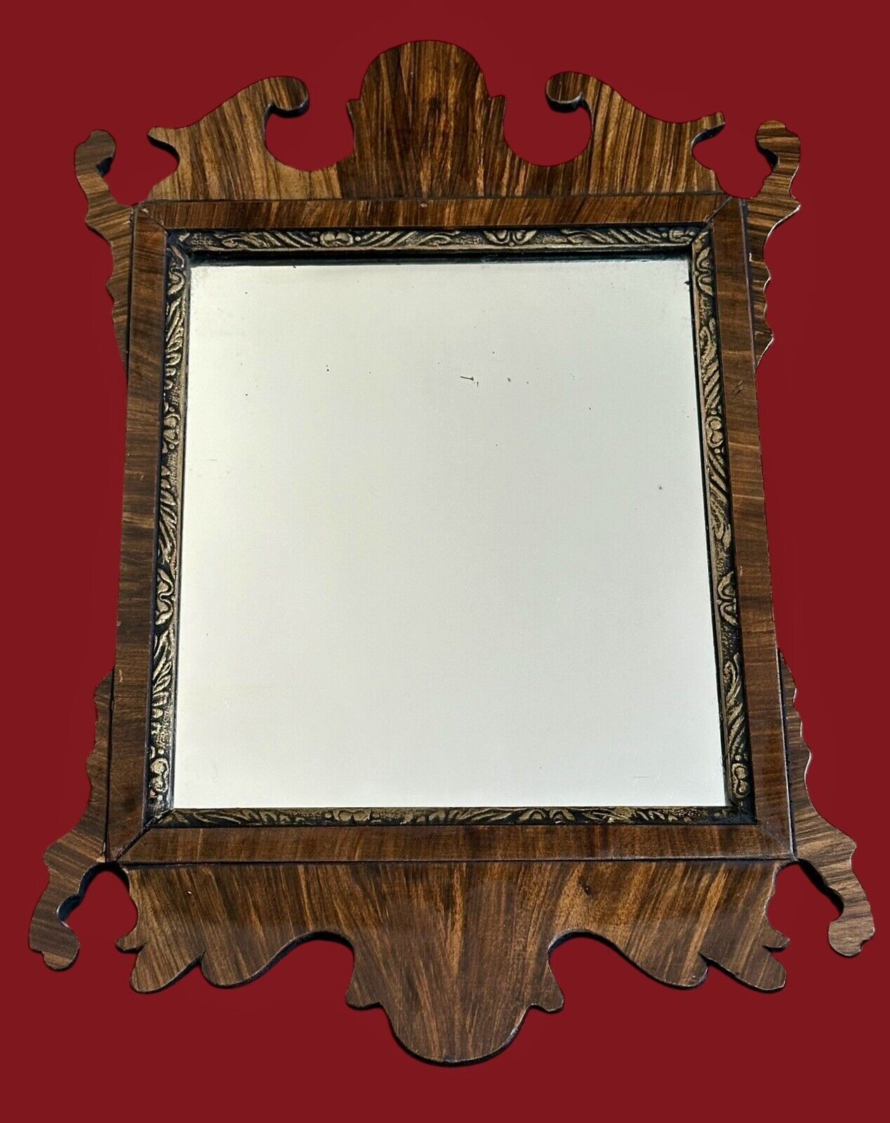 Antique Mahogany Fretwork Mirror   Rare Small Size 40cm By 28cm photo furniture