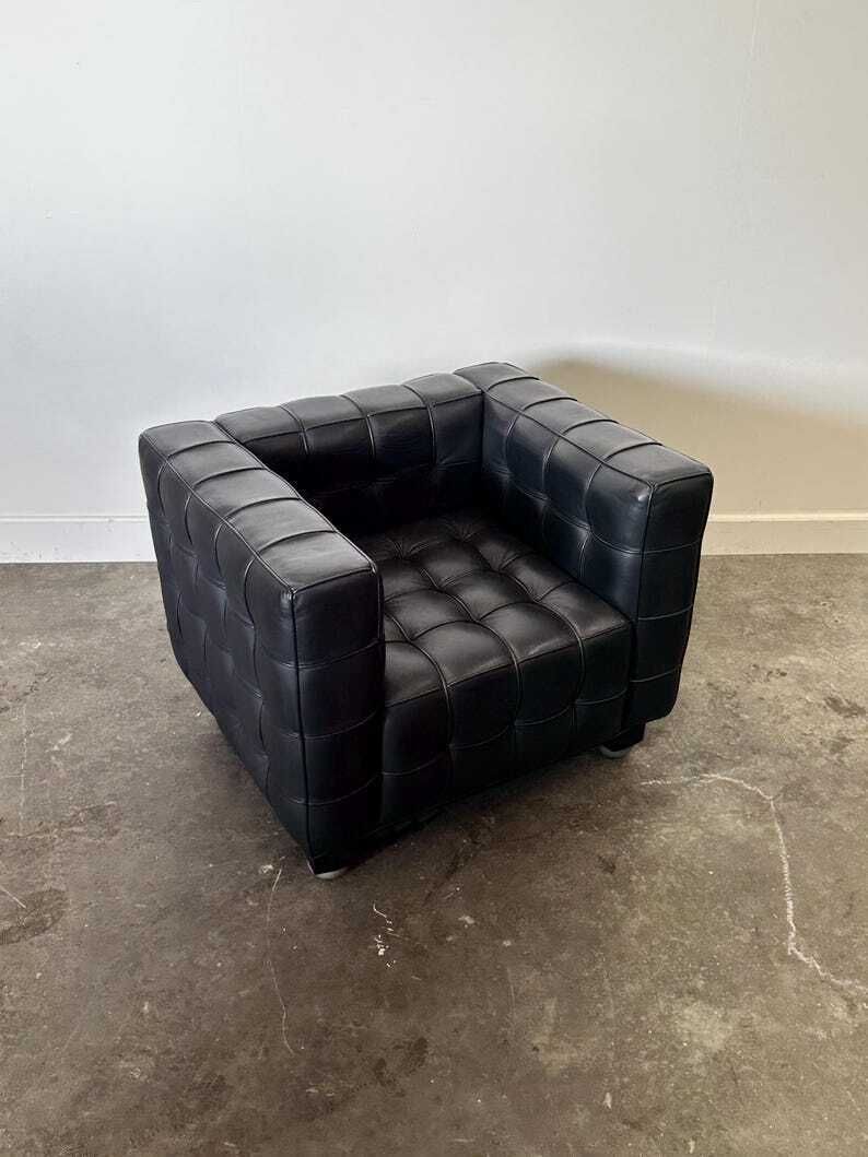Wittmann Kubus Leren Fauteuil Van Josef Hoffmann, Jaren 1980 photo furniture