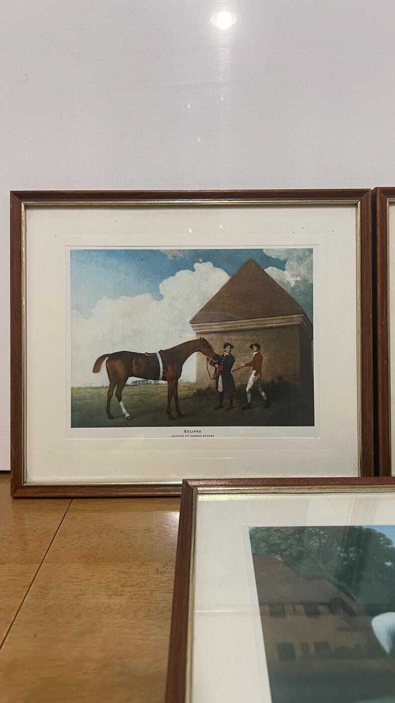 Set Of 3 Mid Century Equestrian Prints – Lottery, Gimcrack And Eclipse By Herring And Stubbs photo for sale