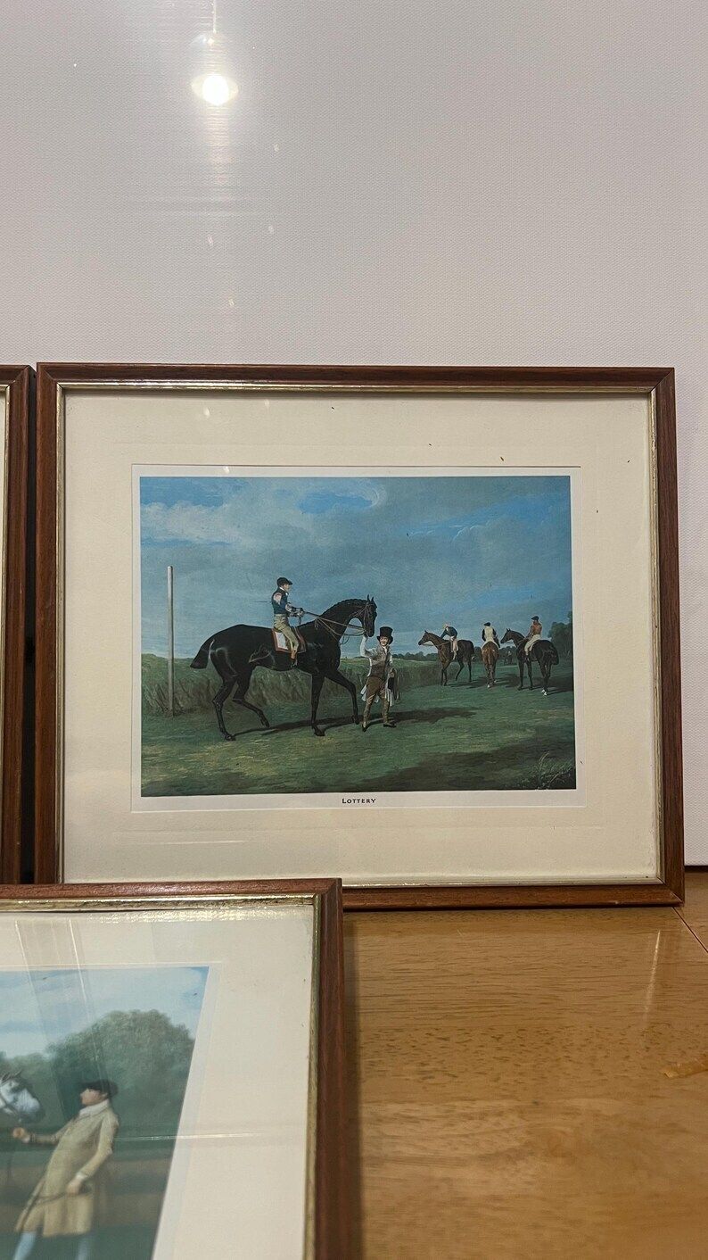 Set Of 3 Mid Century Equestrian Prints – Lottery, Gimcrack And Eclipse By Herring And Stubbs photo Art
