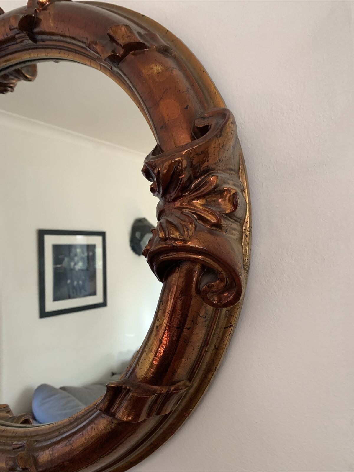 Superb Gorgeous Large Gilt Gold Metallic Mirror 38” X 29” photo for sale