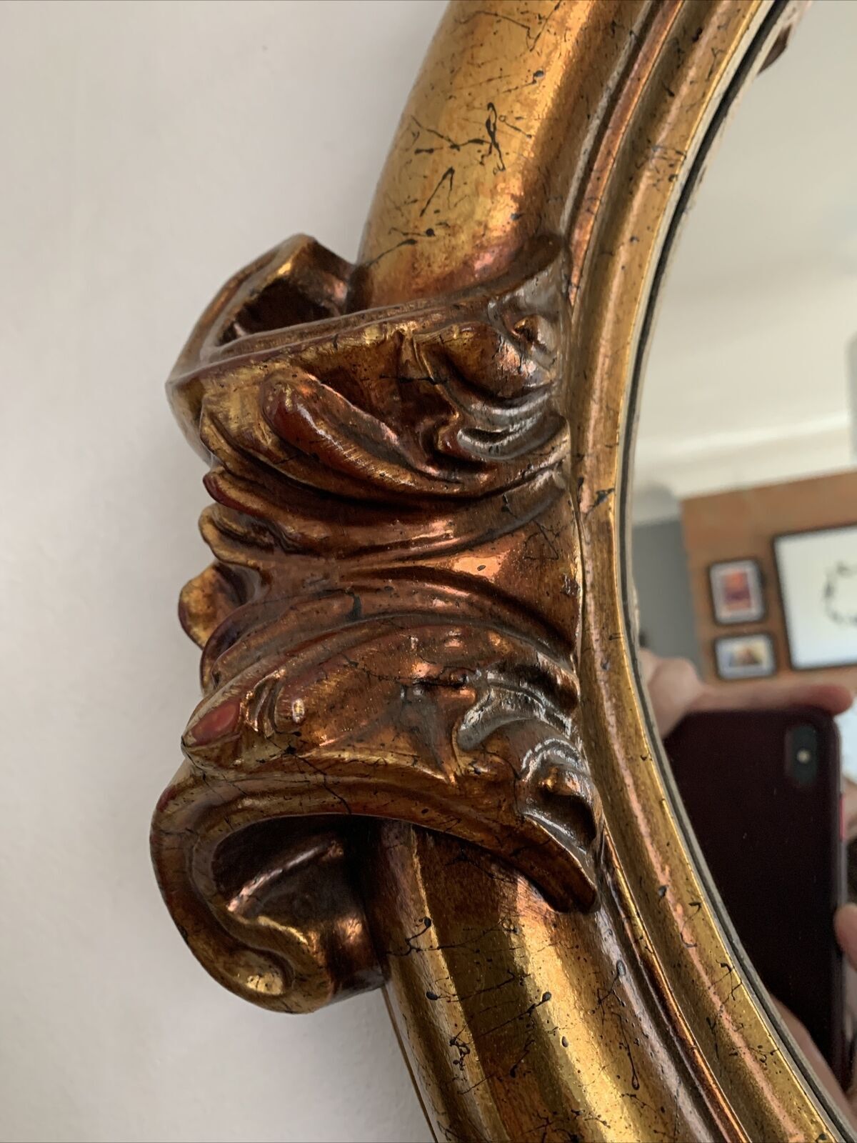 Superb Gorgeous Large Gilt Gold Metallic Mirror 38” X 29” photo vintage